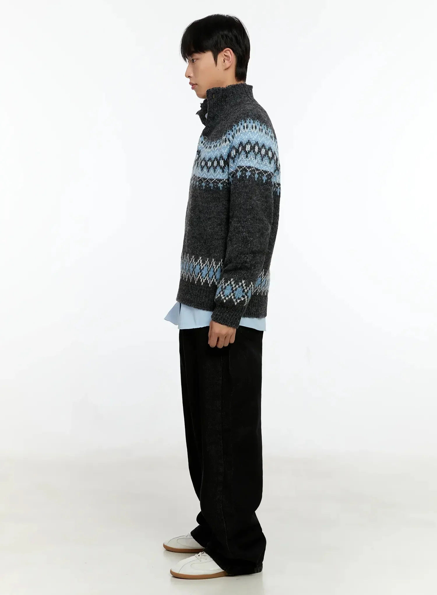 Men's Black Wide-Leg Jeans IN525 - Image 11