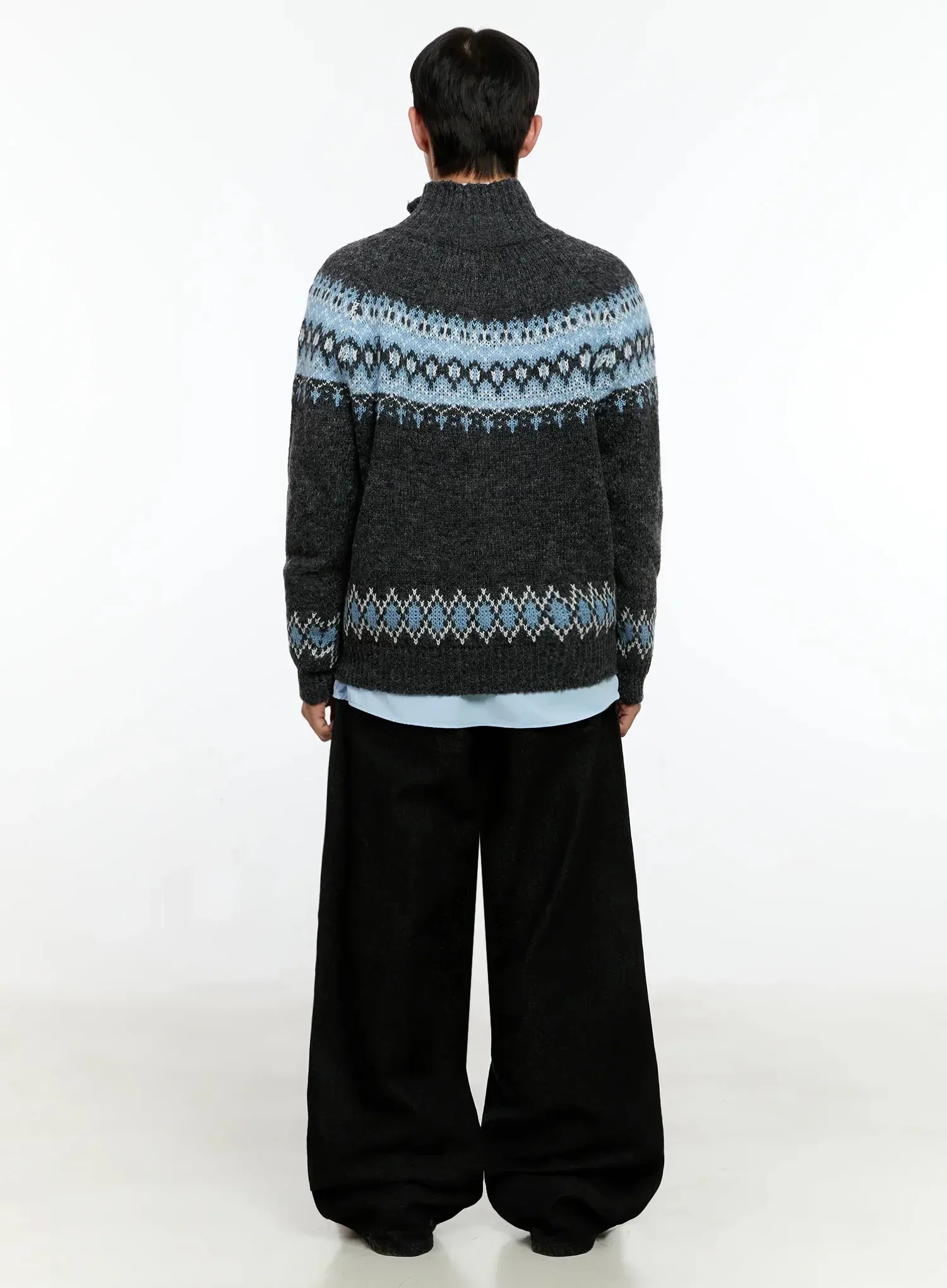 Men's Black Wide-Leg Jeans IN525 - Image 12