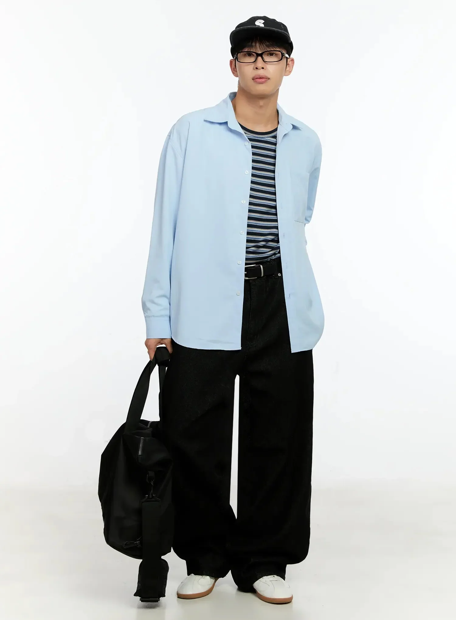 Men's Black Wide-Leg Jeans IN525 - Image 13