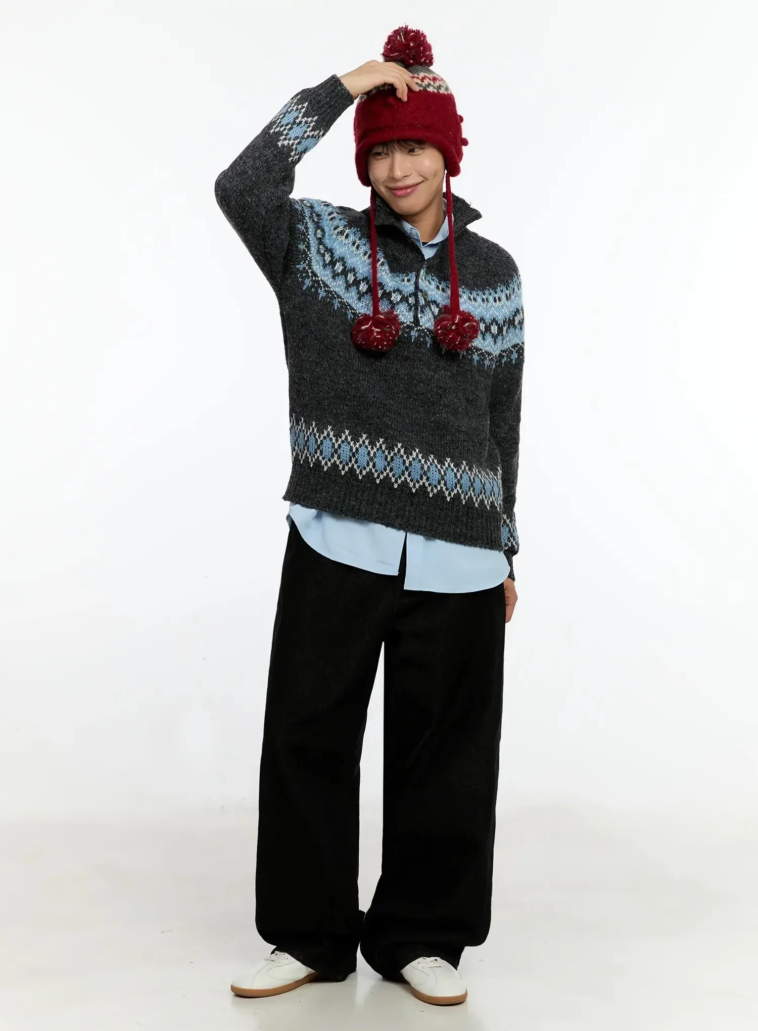 Men's Black Wide-Leg Jeans IN525 - Image 2