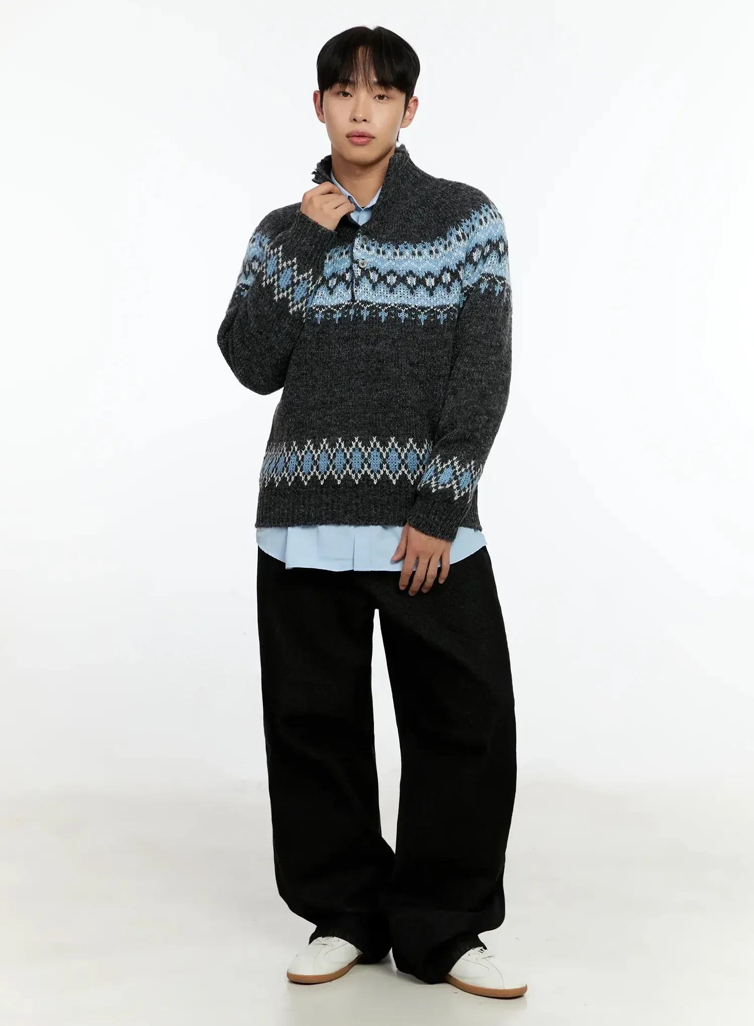 Men's Black Wide-Leg Jeans IN525 - Image 3