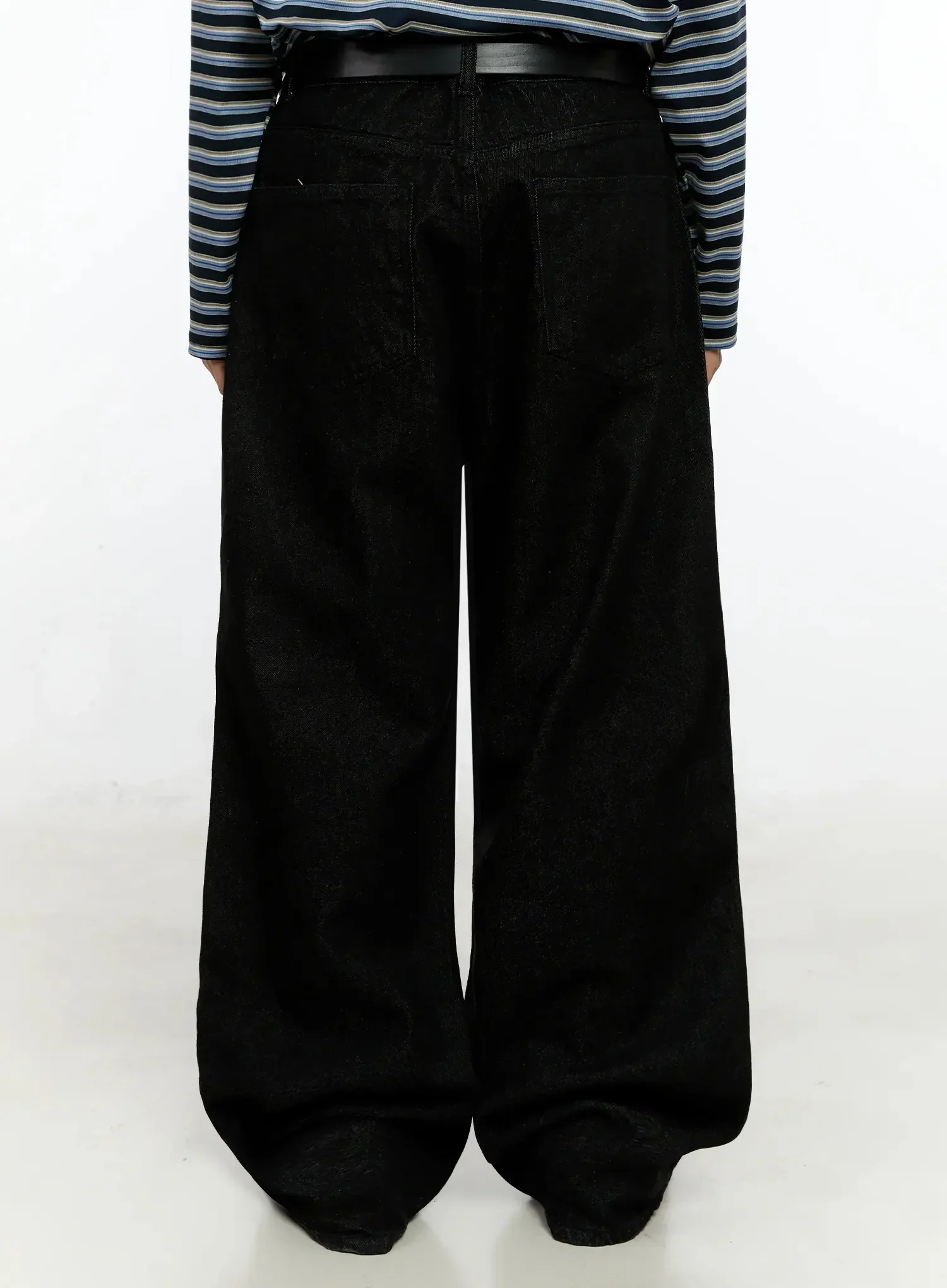 Men's Black Wide-Leg Jeans IN525 - Image 7