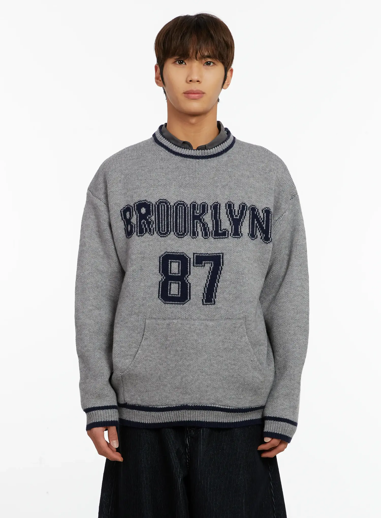 Men's Brooklyn Lettering Knit Sweater ID524 - Image 11