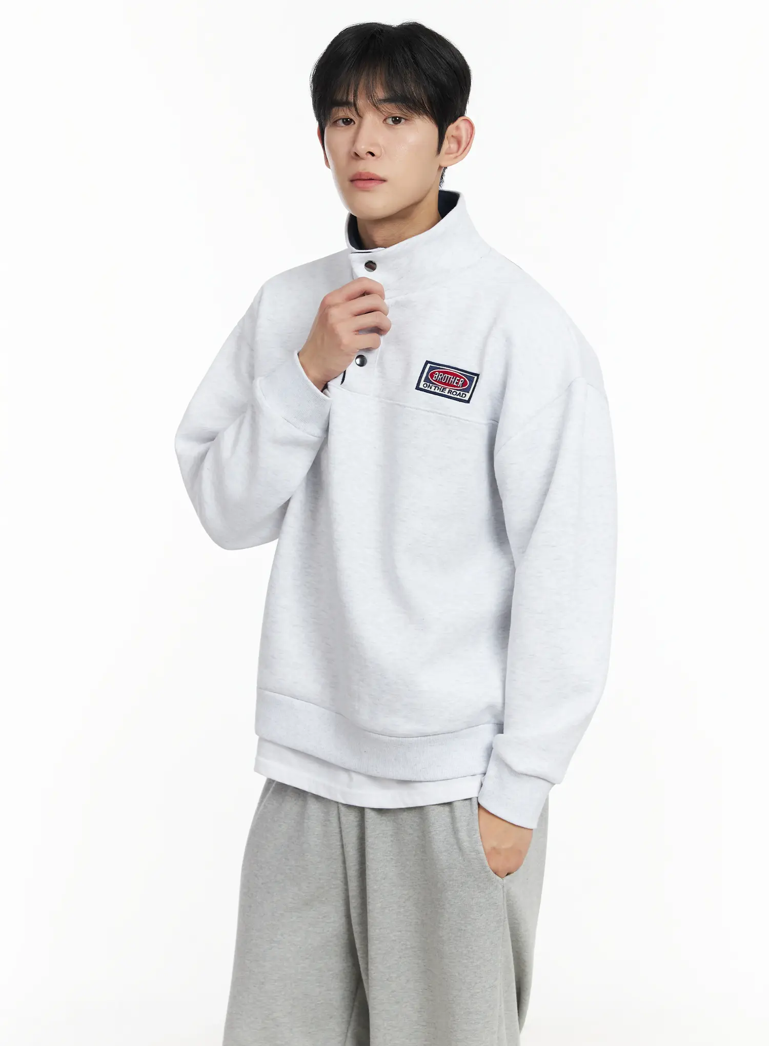Men's Brother On the Road Patch Half Snap Sweatshirt IF517 - Image 2