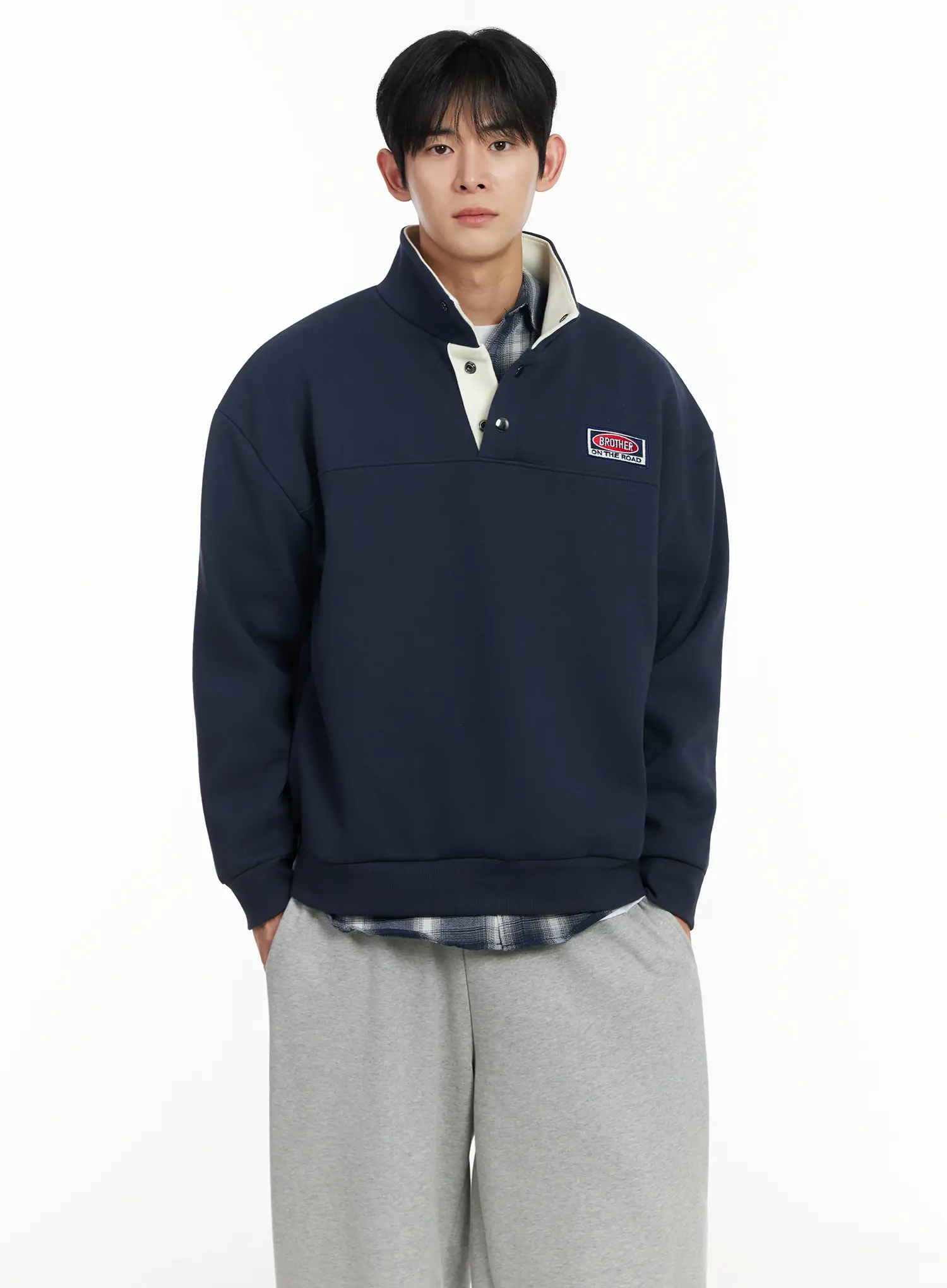 Men's Brother On the Road Patch Half Snap Sweatshirt IF517 - Image 6