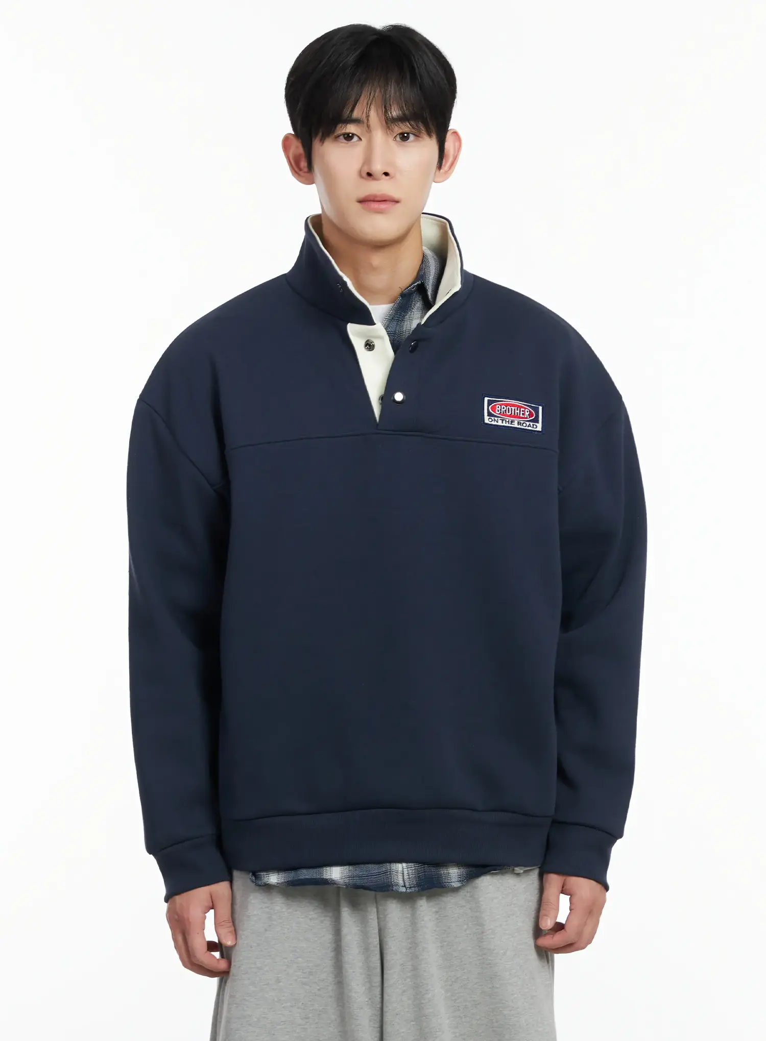 Men's Brother On the Road Patch Half Snap Sweatshirt IF517 - Image 9