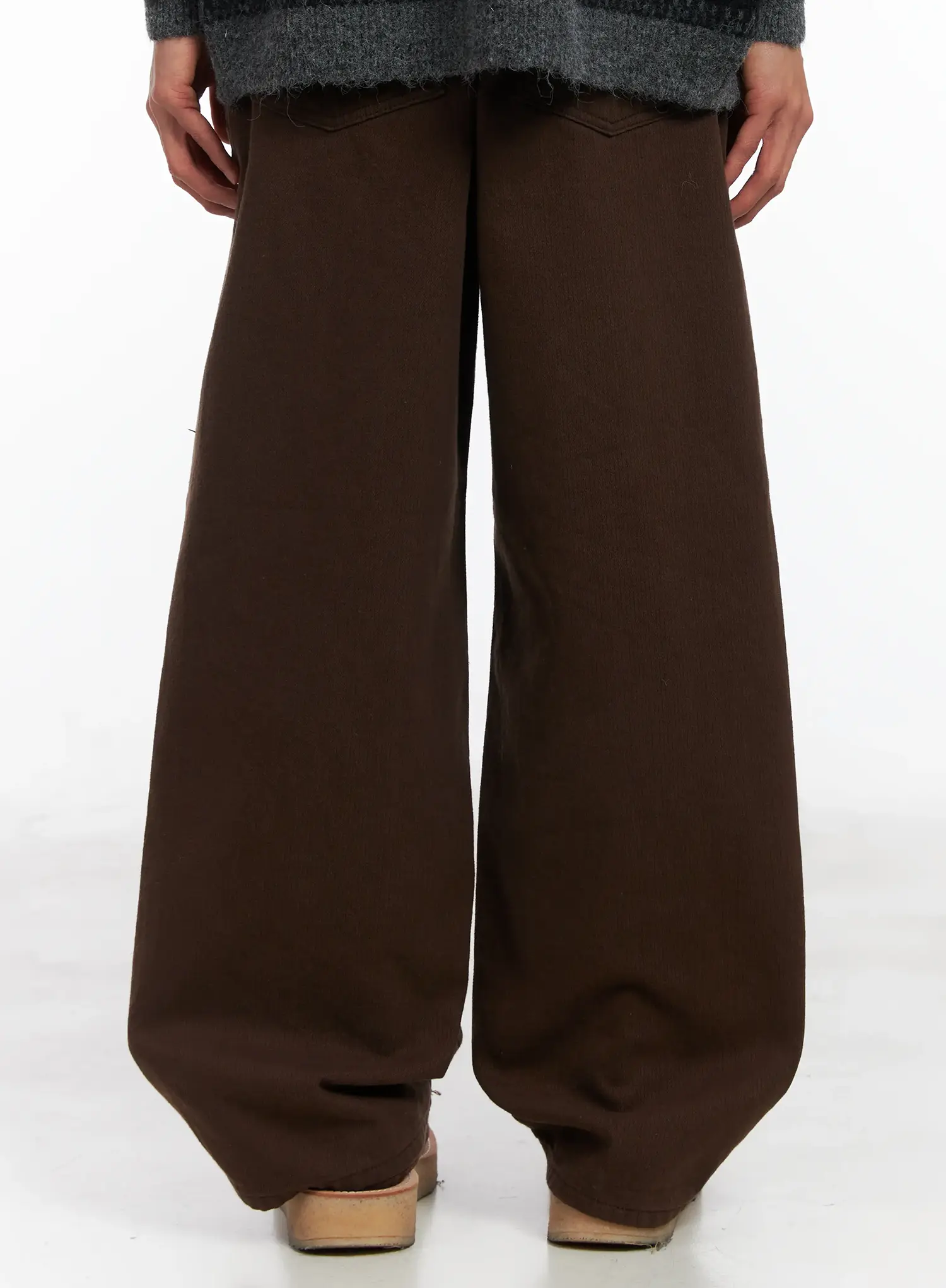 Men's Brown Herringbone Wide Cotton Pants ID511 - Image 6