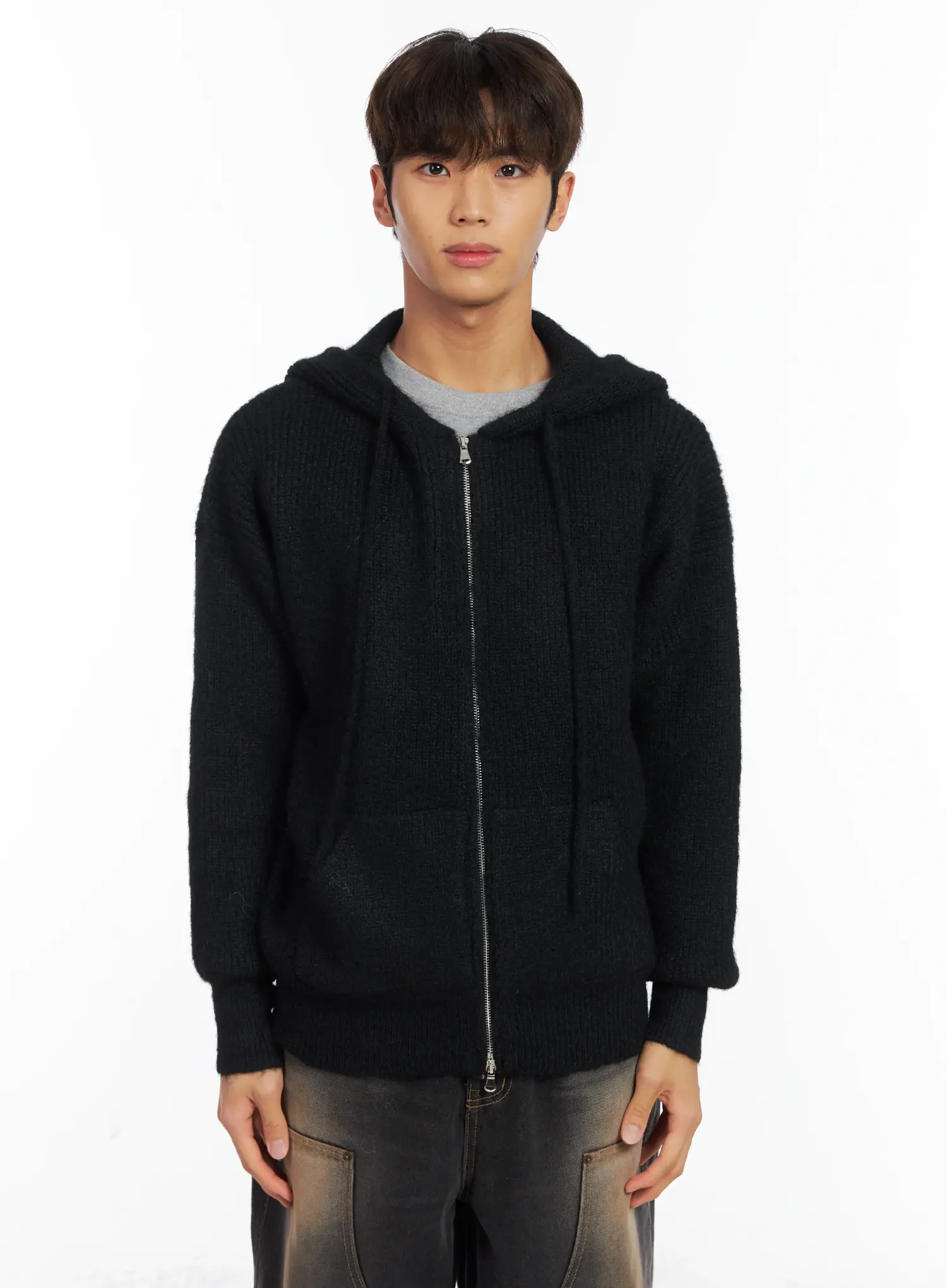Men's Brushed Wool Knit Zip-Up Hoodie ID511 - Image 13