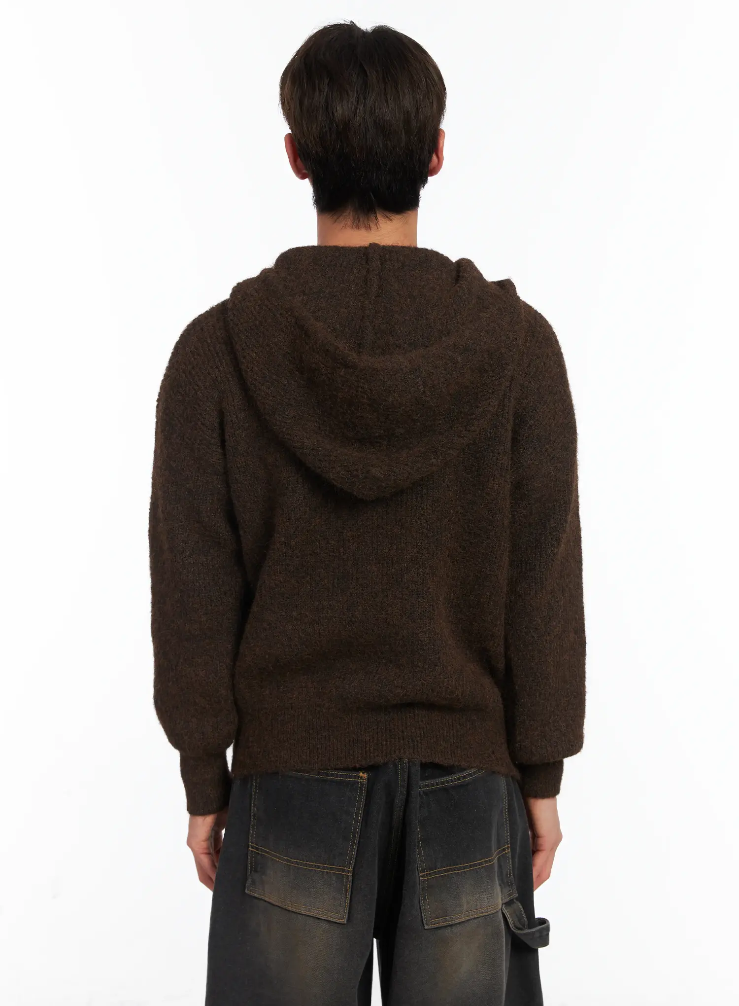 Men's Brushed Wool Knit Zip-Up Hoodie ID511 - Image 5