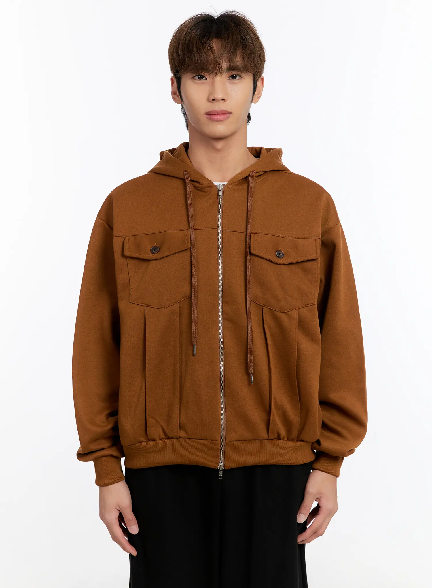 Men's Button Detail Zip-Up Hoodie Jacket IN528 - Image 11