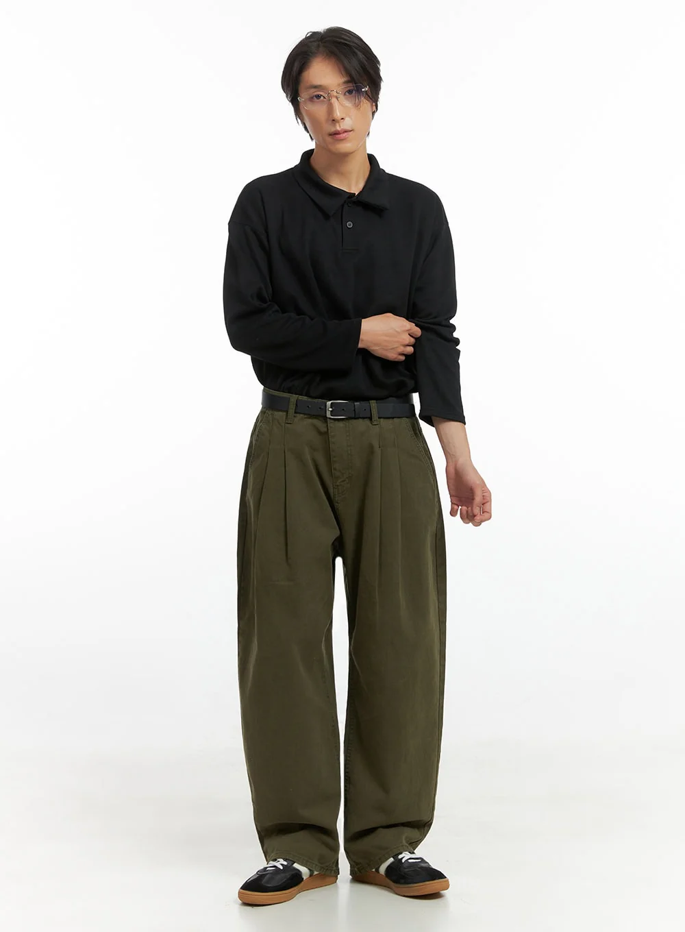 Men's Buttoned Collared Shirt (Black) IO417 - Image 2
