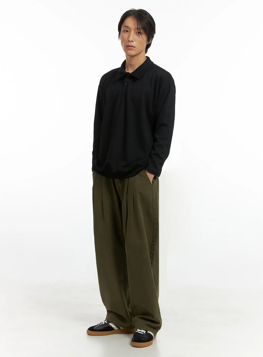 Men's Buttoned Collared Shirt (Black) IO417 - Image 5