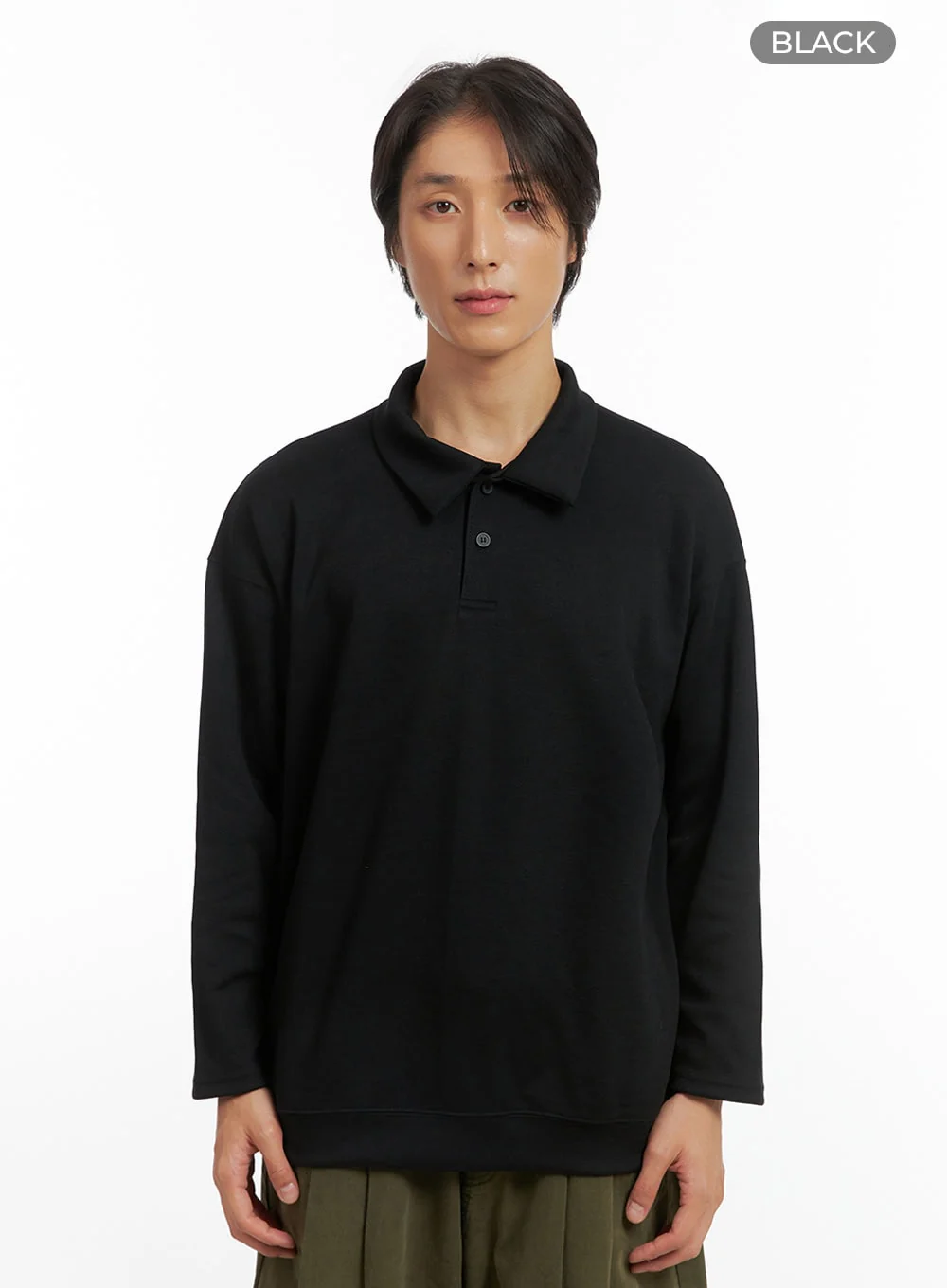 Men's Buttoned Collared Shirt (Black) IO417 - Image 8