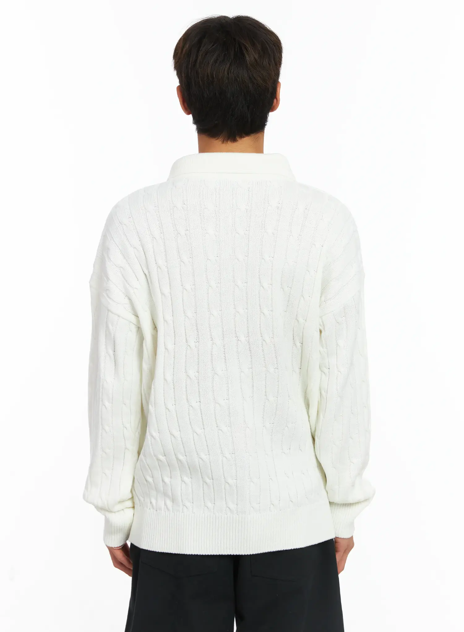 Men's Cable Knit Collar Sweater IJ514 - Image 5