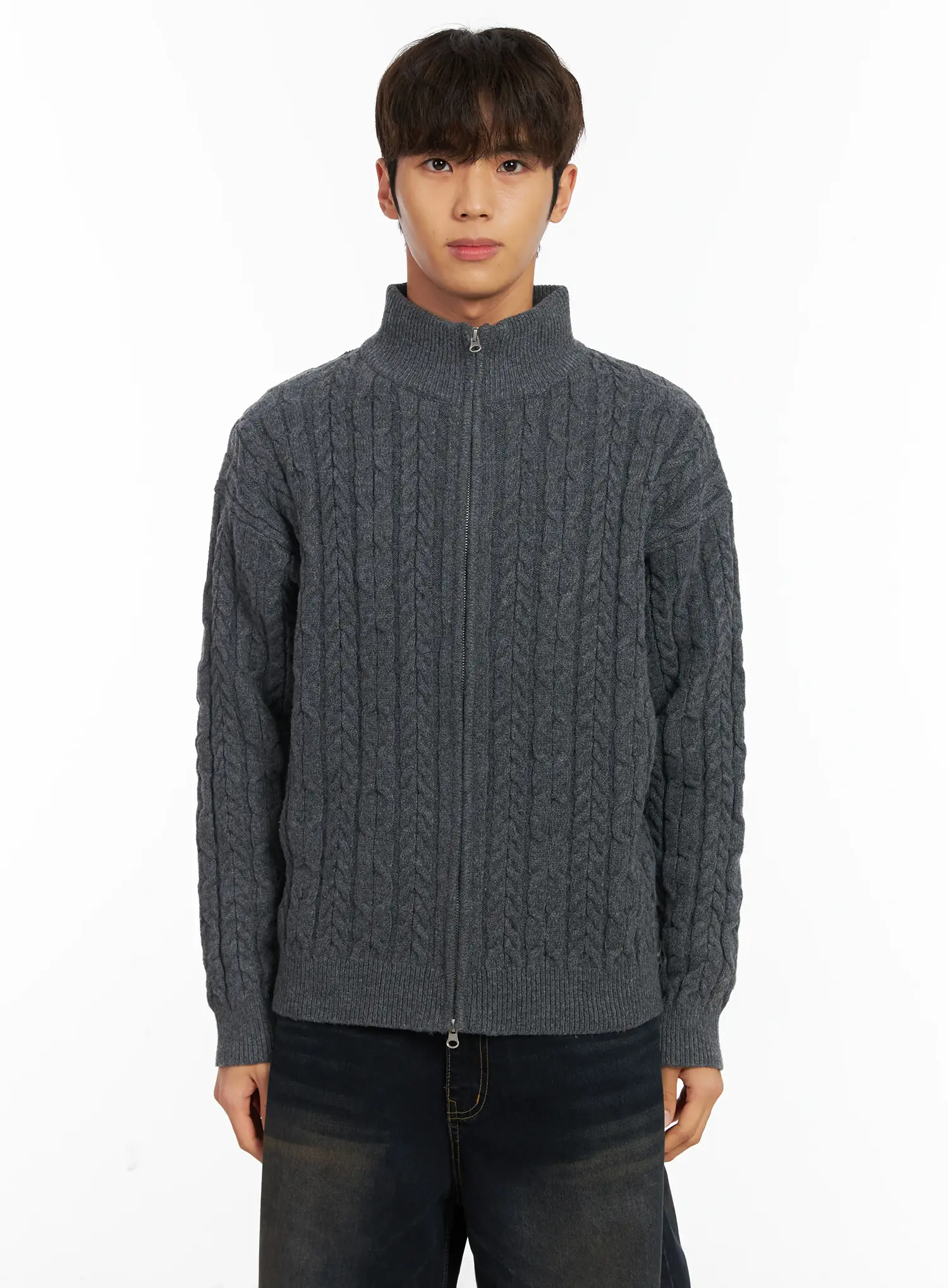 Men's Cable Knit Zip-Up Cardigan ID511 - Image 10
