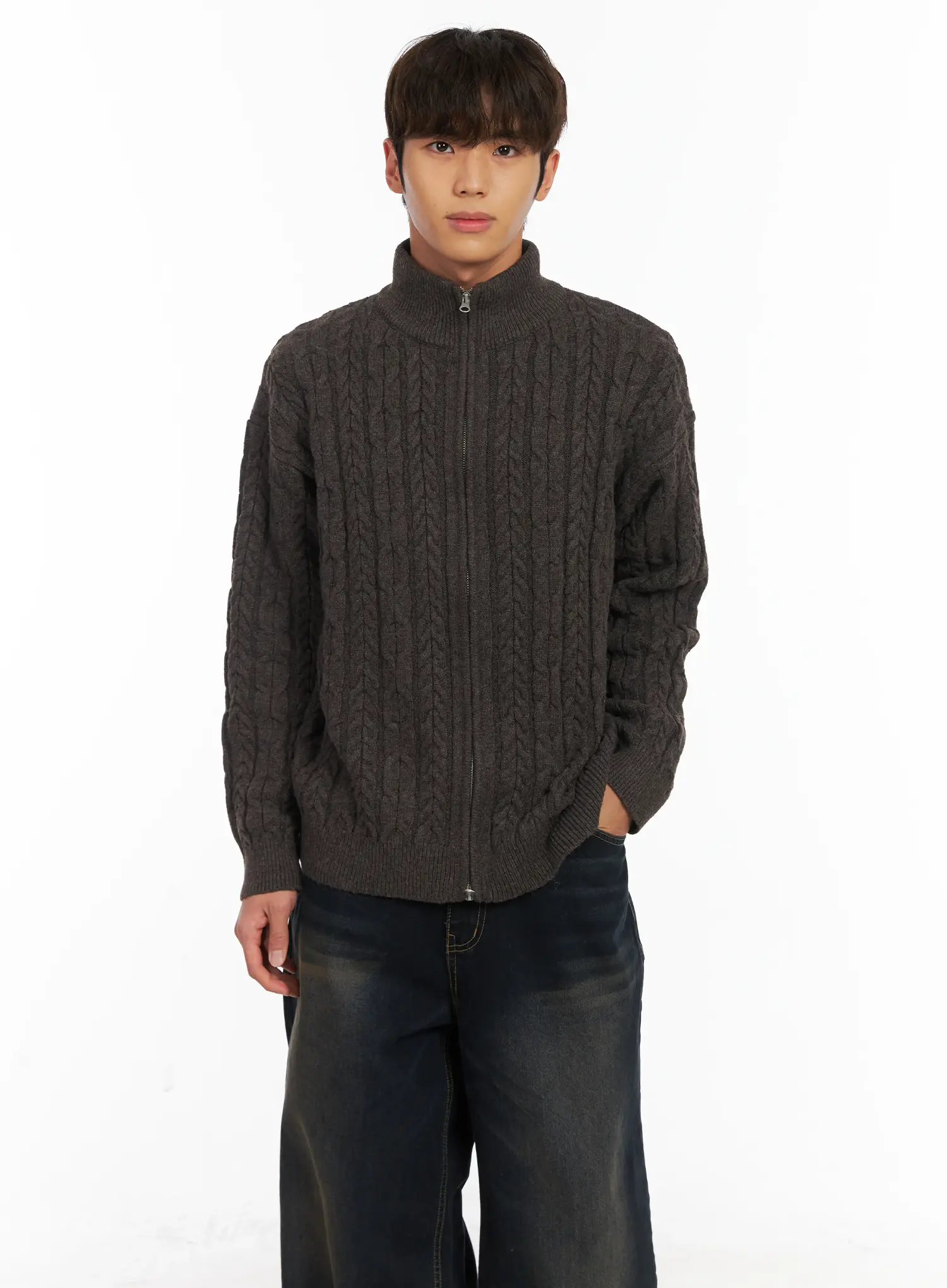 Men's Cable Knit Zip-Up Cardigan ID511 - Image 6