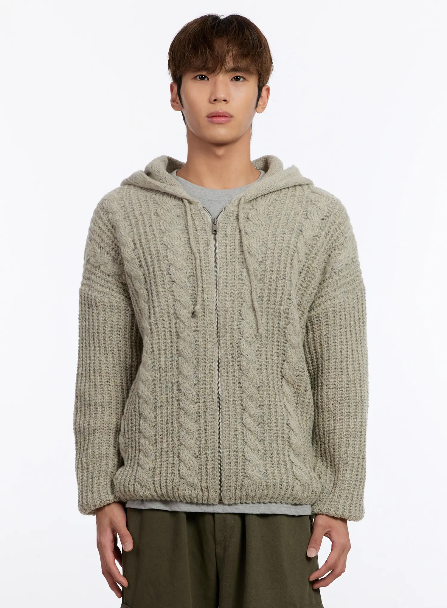 Men's Cable Knit Zip-Up IN524 - Image 11
