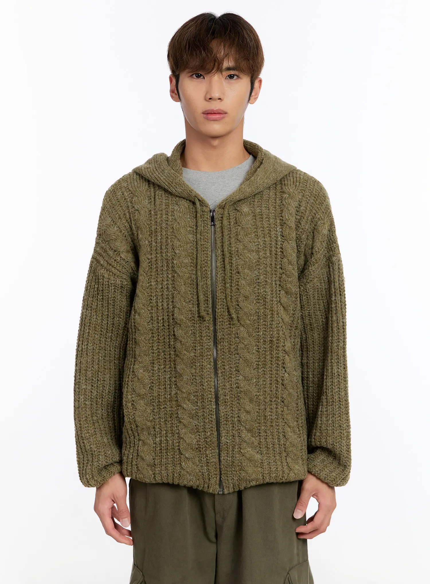 Men's Cable Knit Zip-Up IN524 - Image 13