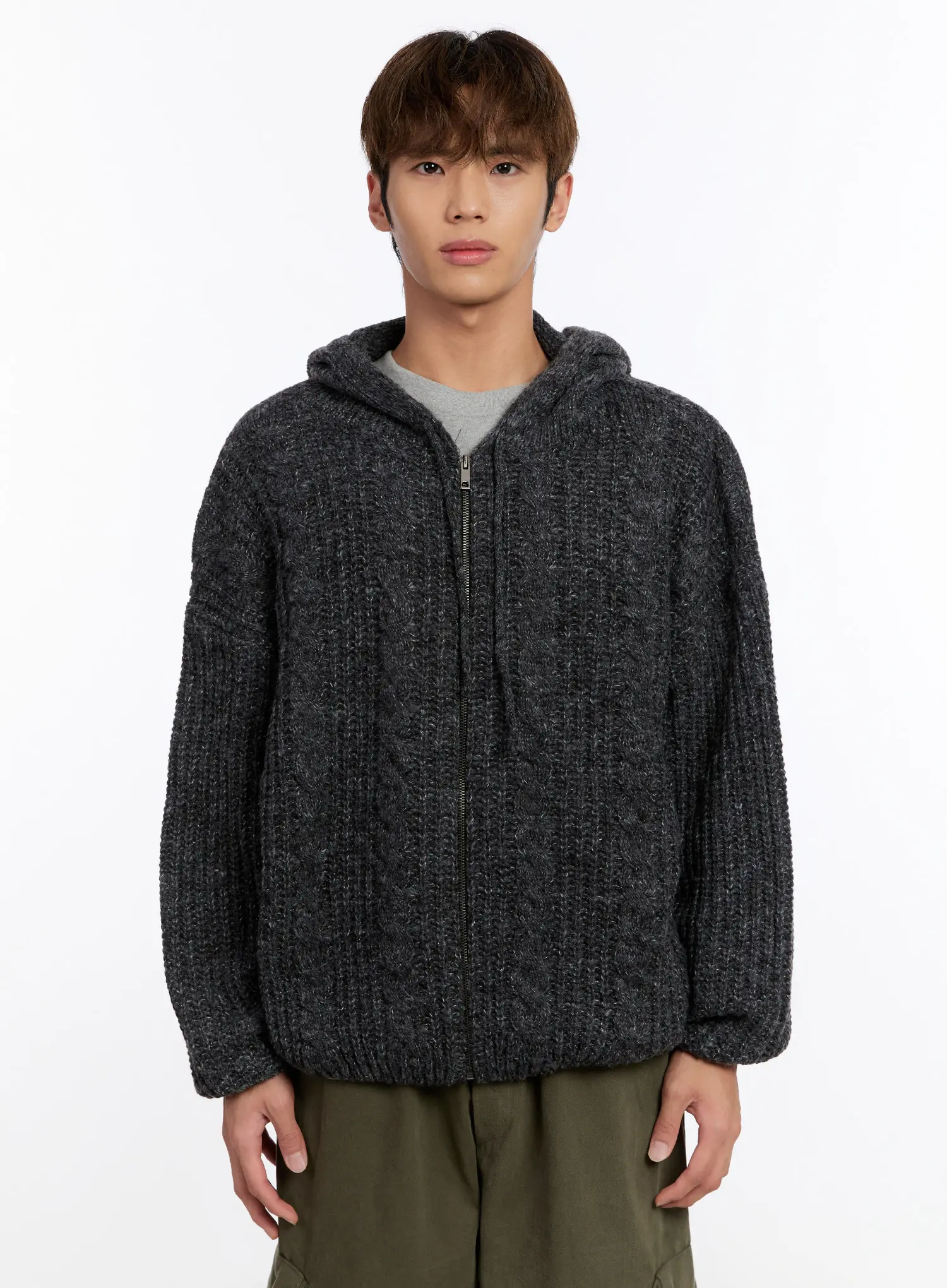 Men's Cable Knit Zip-Up IN524 - Image 15