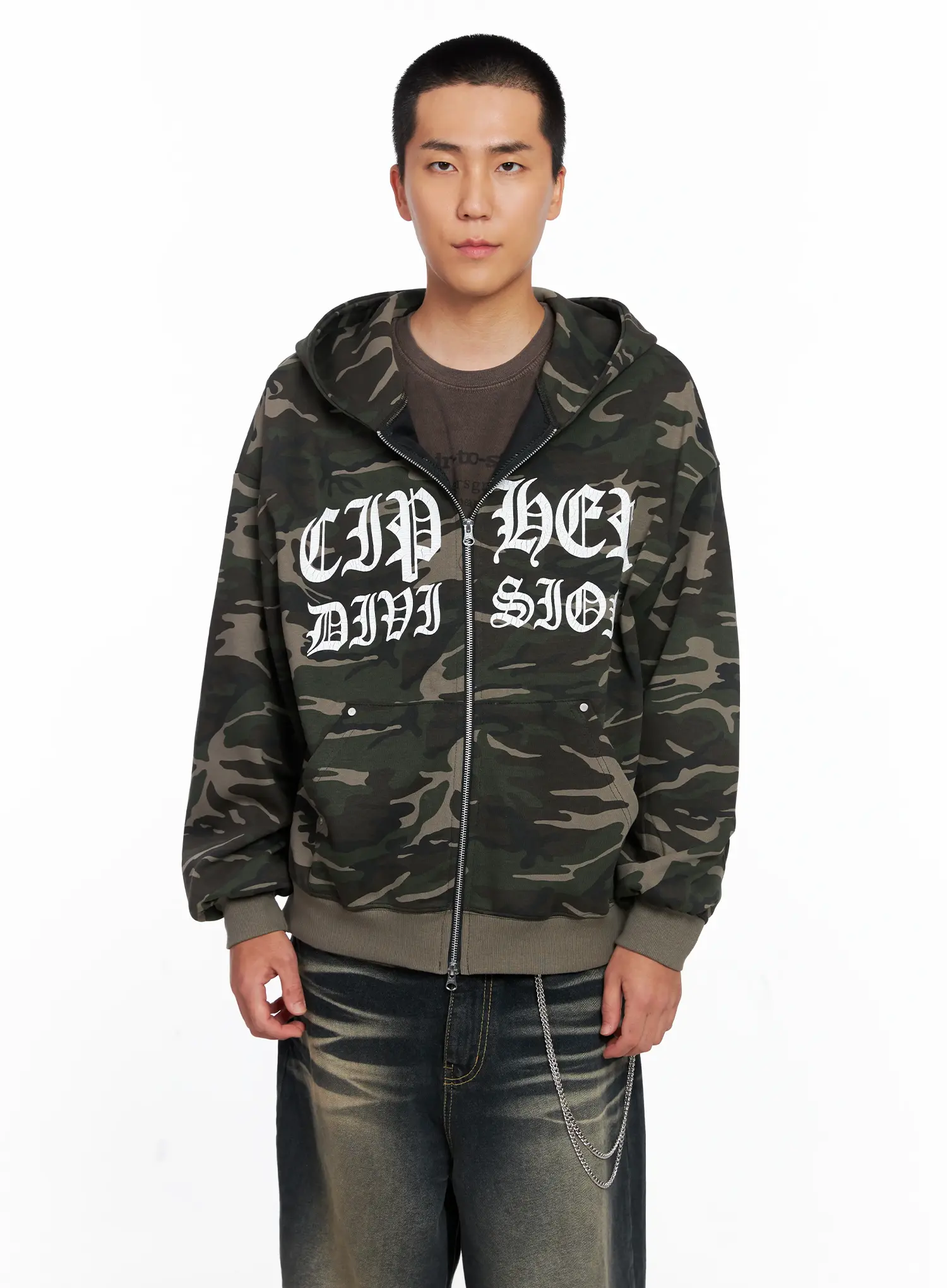 Men's Camo Graphic Hooded Zip-Up IS509 - Image 12