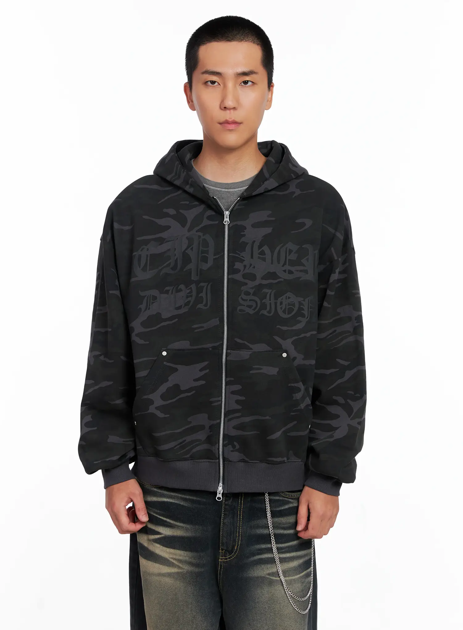 Men's Camo Graphic Hooded Zip-Up IS509 - Image 14