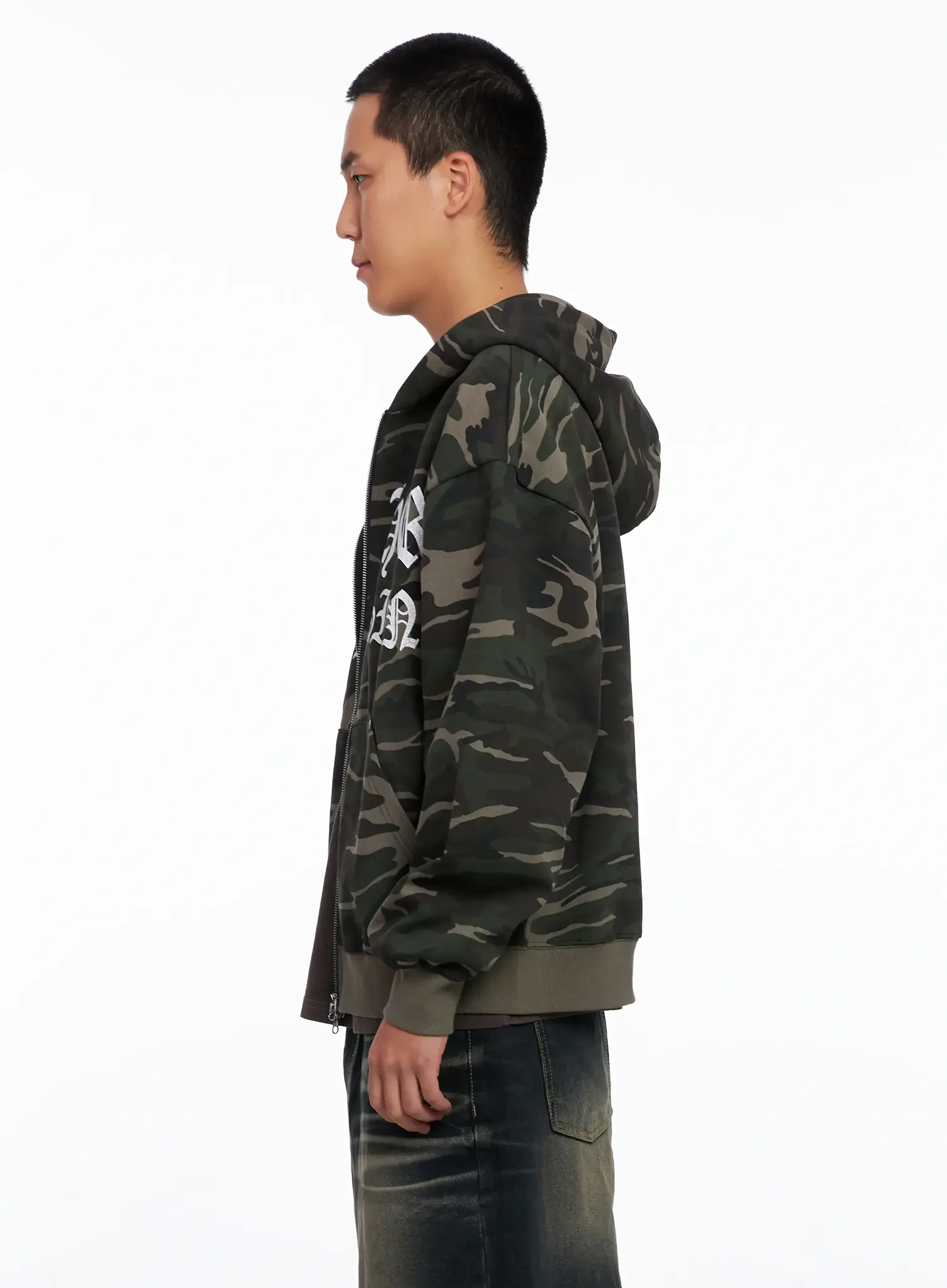 Men's Camo Graphic Hooded Zip-Up IS509 - Image 5
