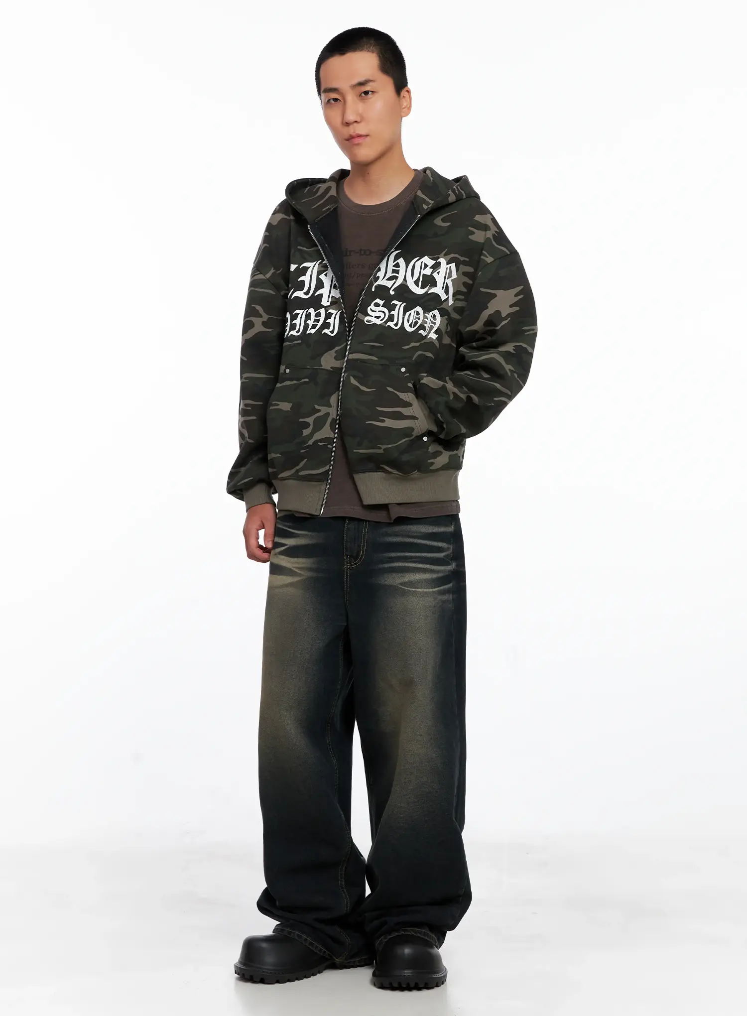 Men's Camo Graphic Hooded Zip-Up IS509 - Image 7