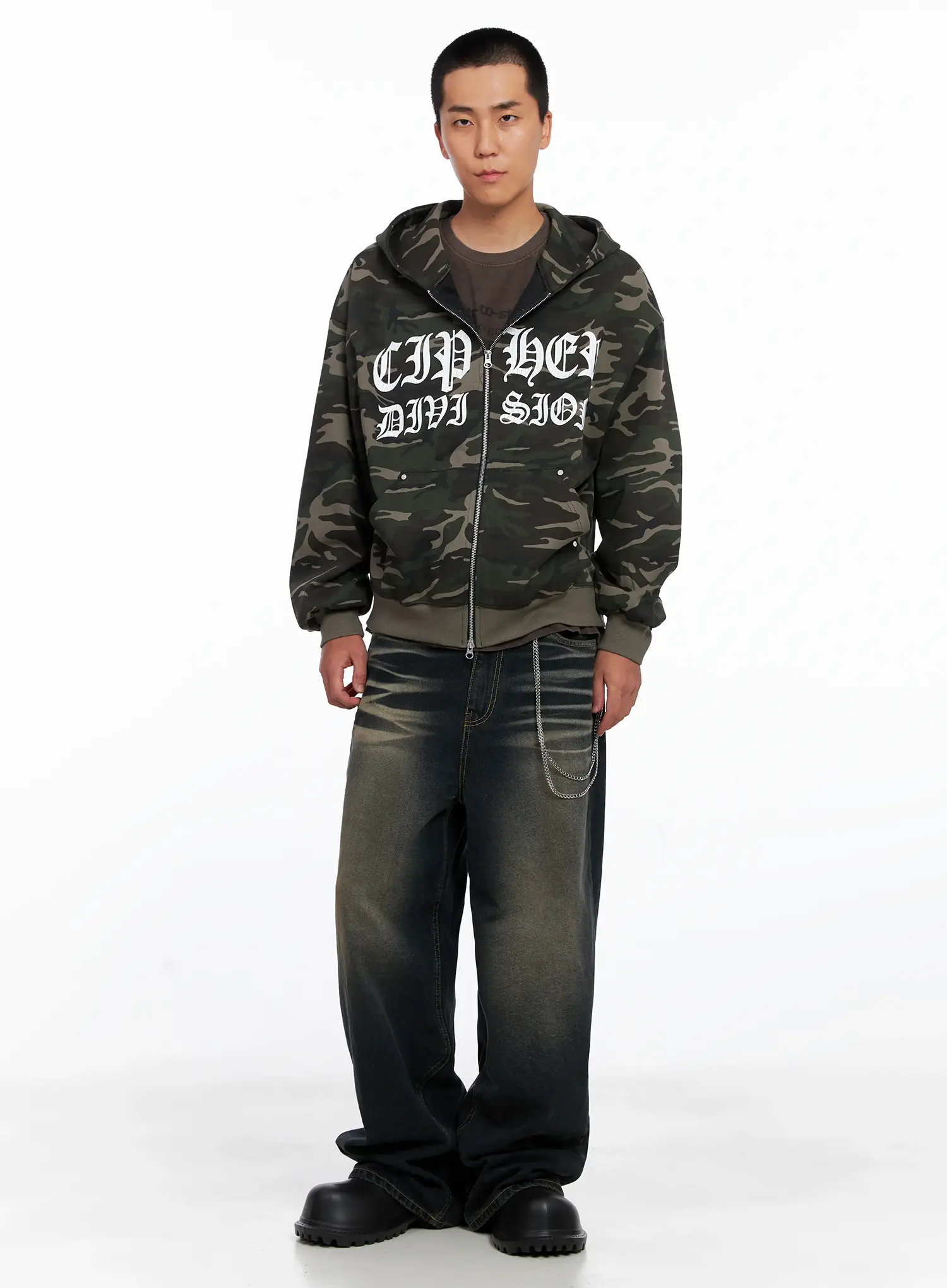 Men's Camo Graphic Hooded Zip-Up IS509 - Image 8