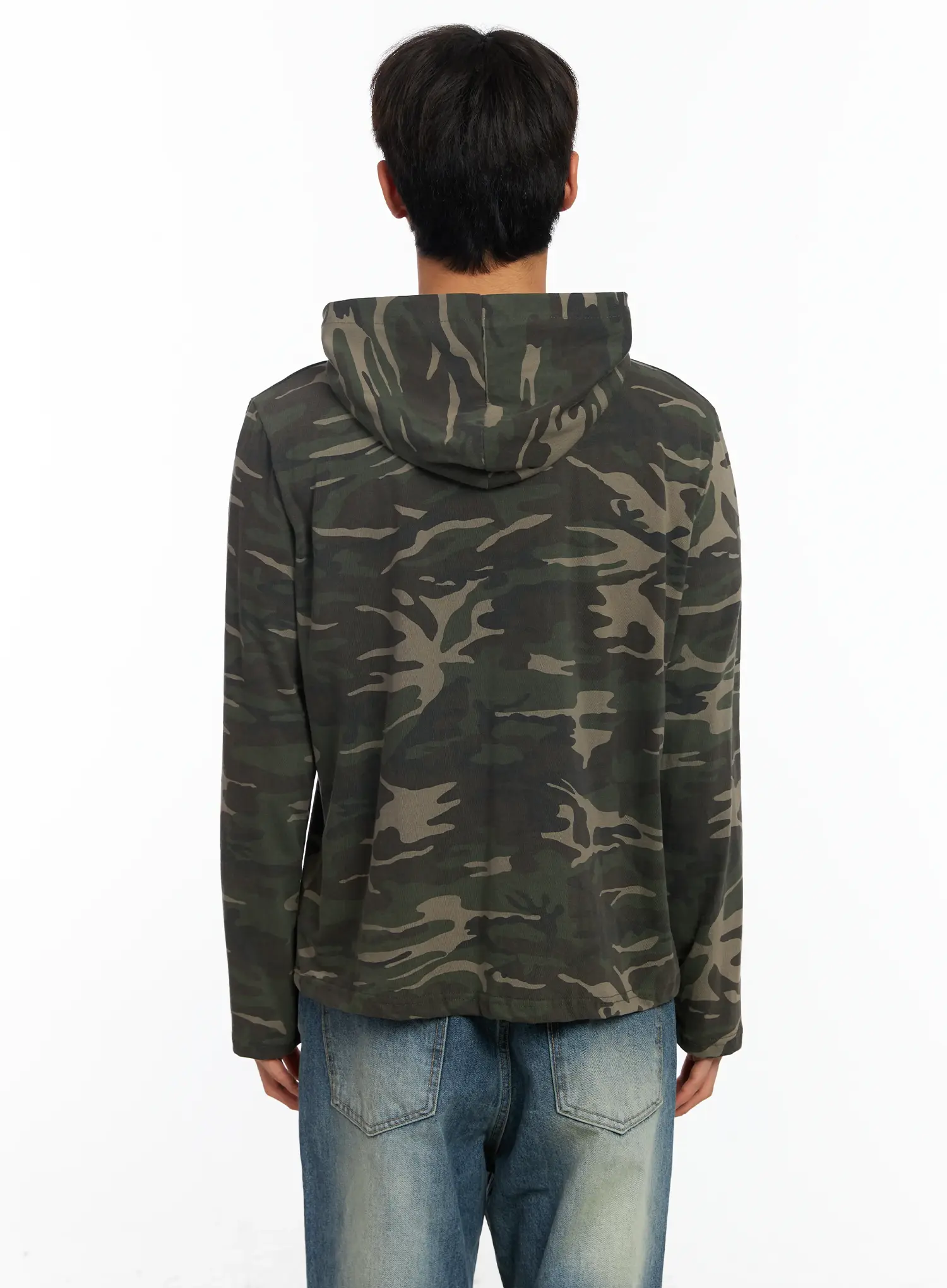 Men's Camo Henley Hoodie IF504 - Image 5