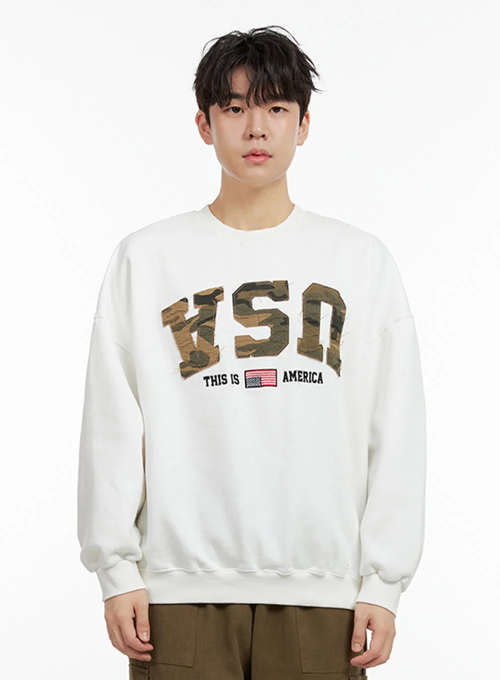 Men's Camo Patch Crewneck Sweatshirt IN422 - Image 9