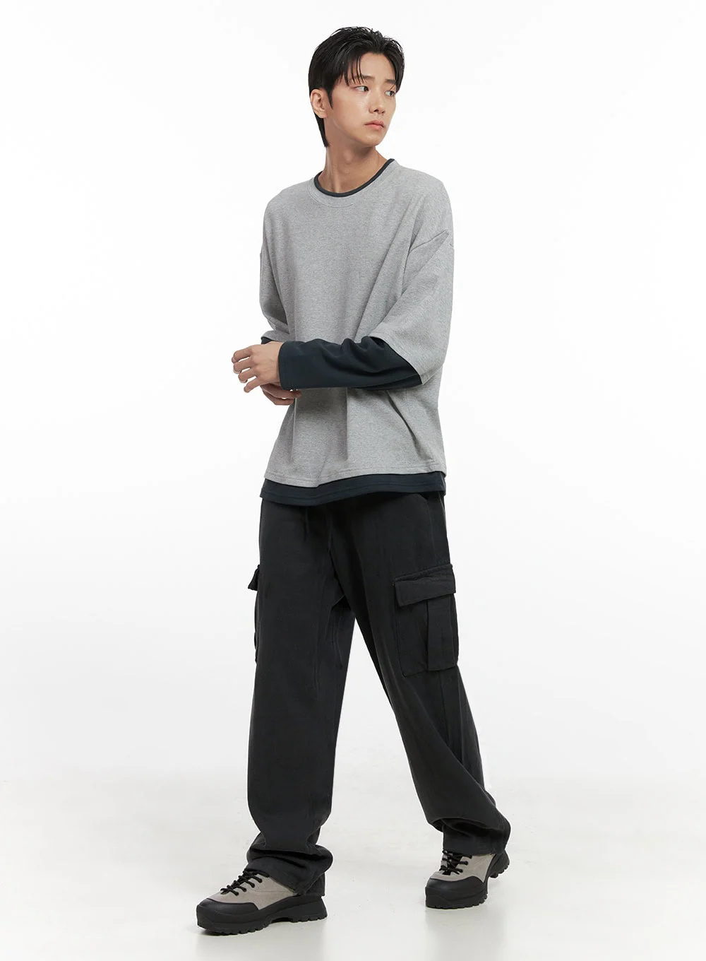 Men's Cargo Cotton Pants (Dark gray) ID413 - Image 3
