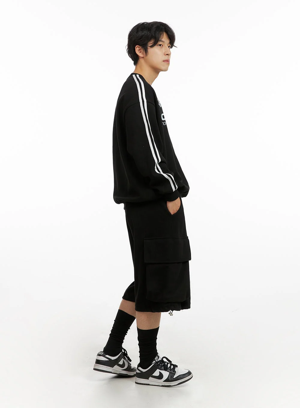 Men's Cargo Sweatshorts (Black) IG409 - Image 7