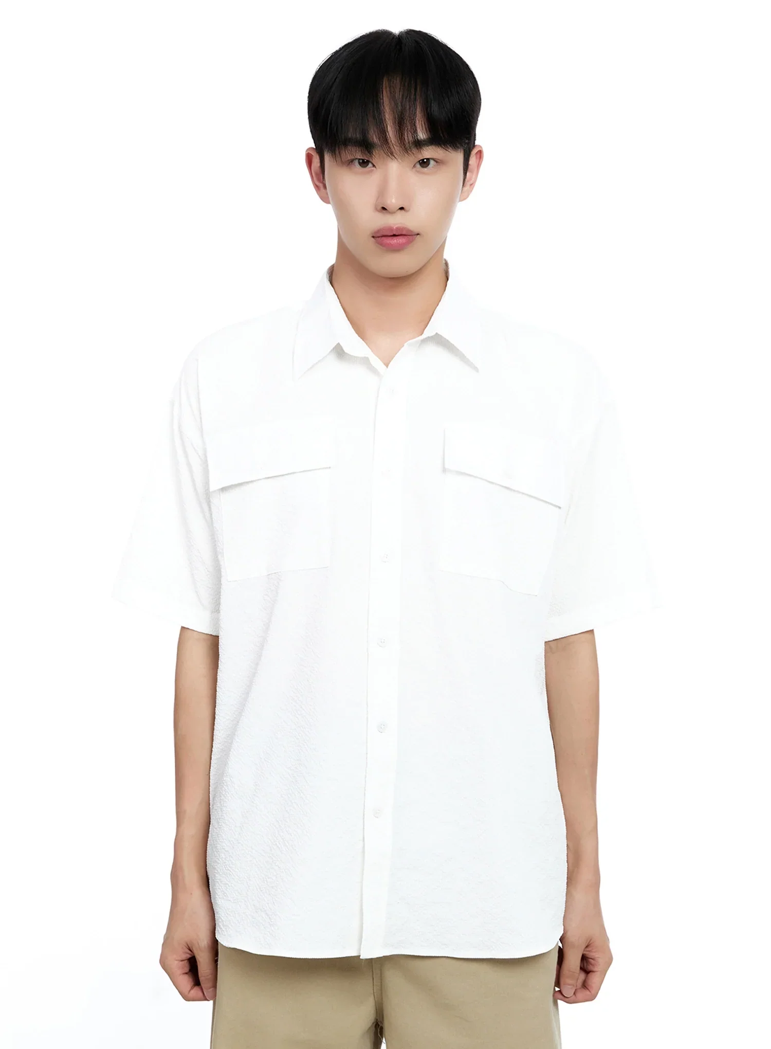 Men's Casual Crinkle Texture Shirt IG520 - Image 14