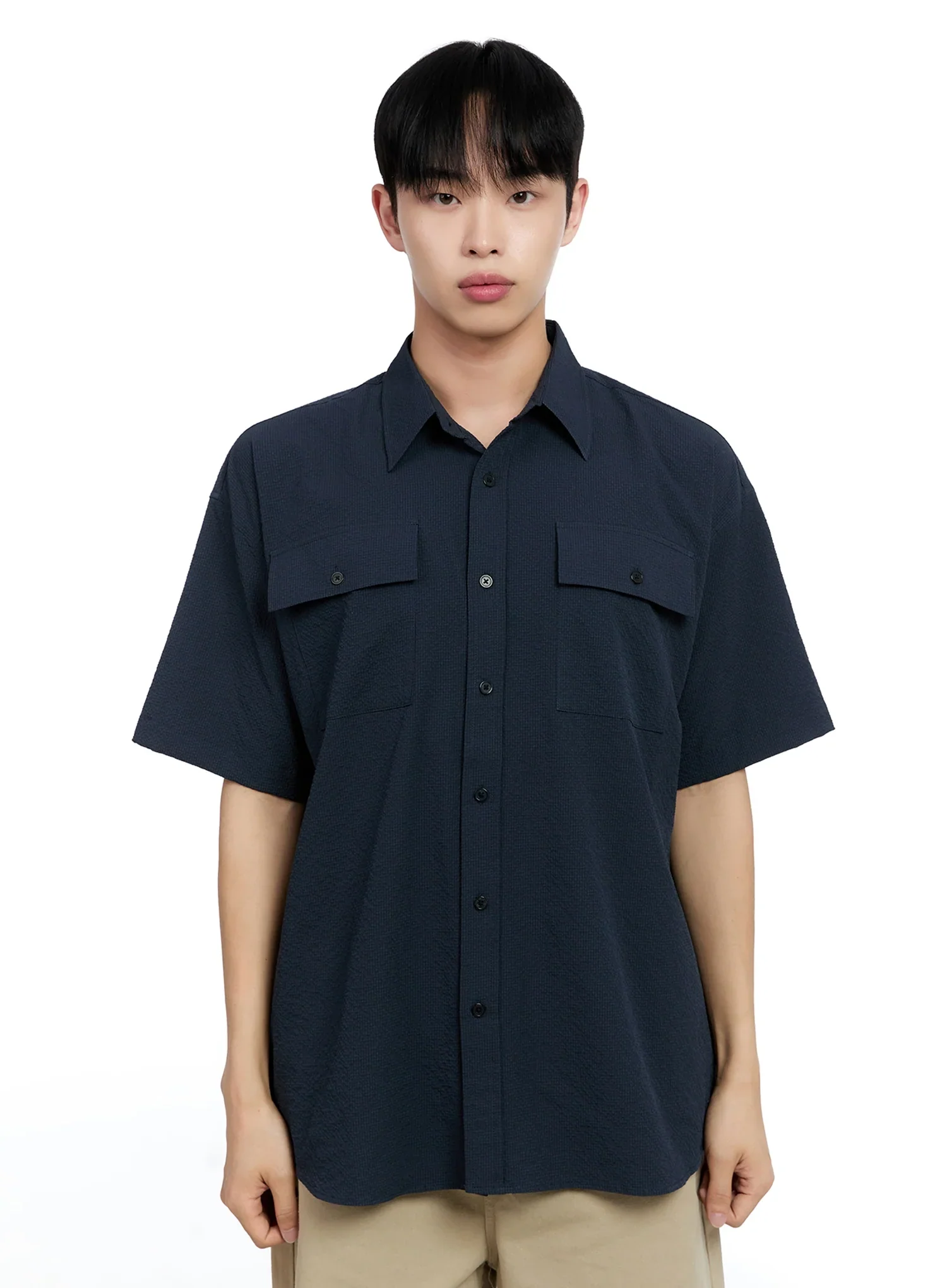 Men's Casual Crinkle Texture Shirt IG520 - Image 15