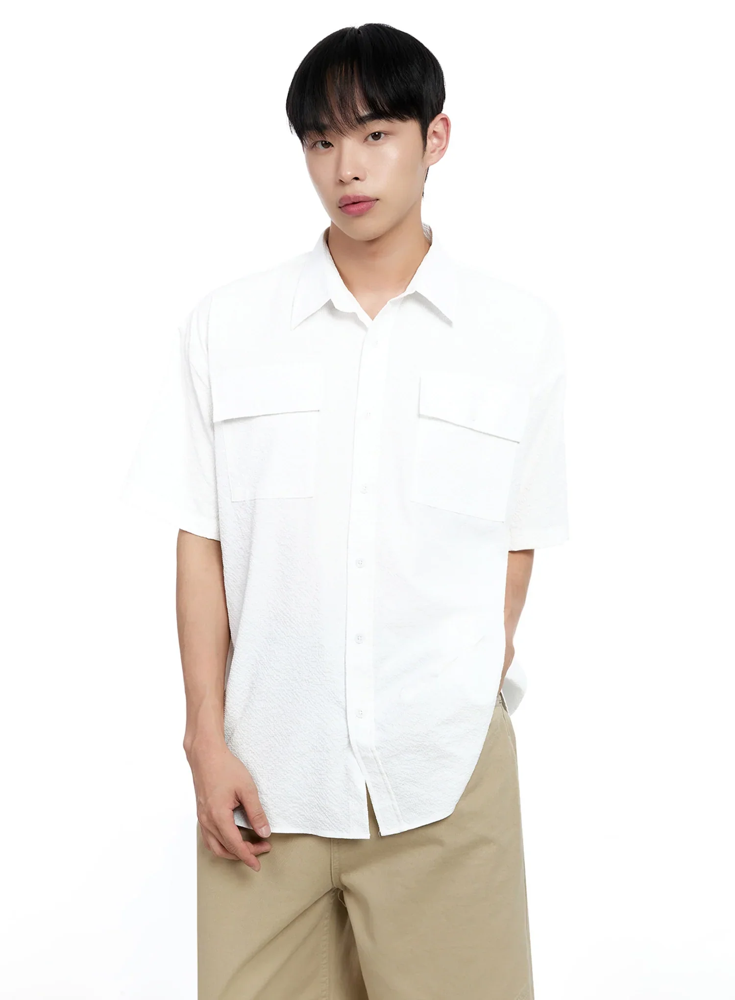 Men's Casual Crinkle Texture Shirt IG520 - Image 7