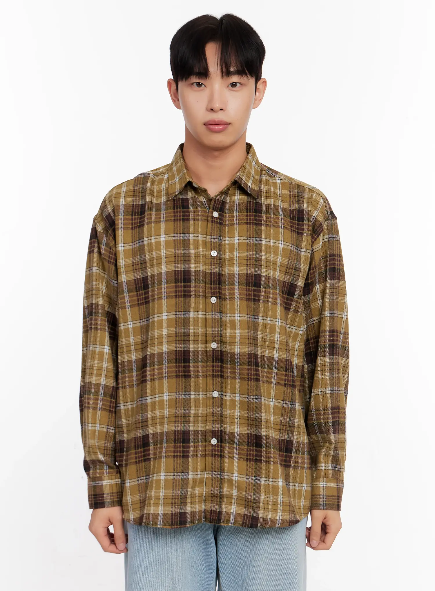 Men's Casual Plaid Check Shirt IO528 - Image 14