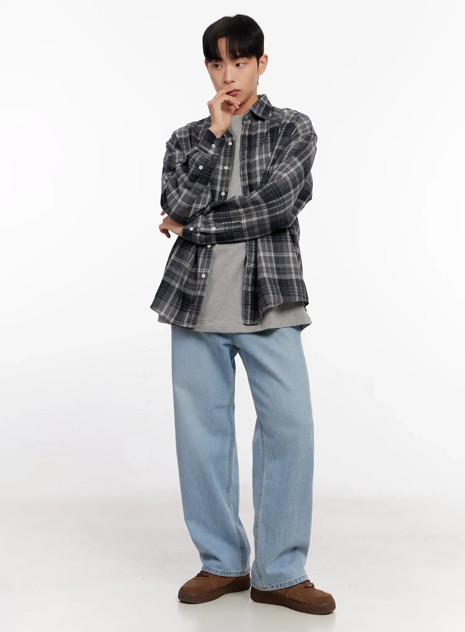 Men's Casual Plaid Check Shirt IO528 - Image 2