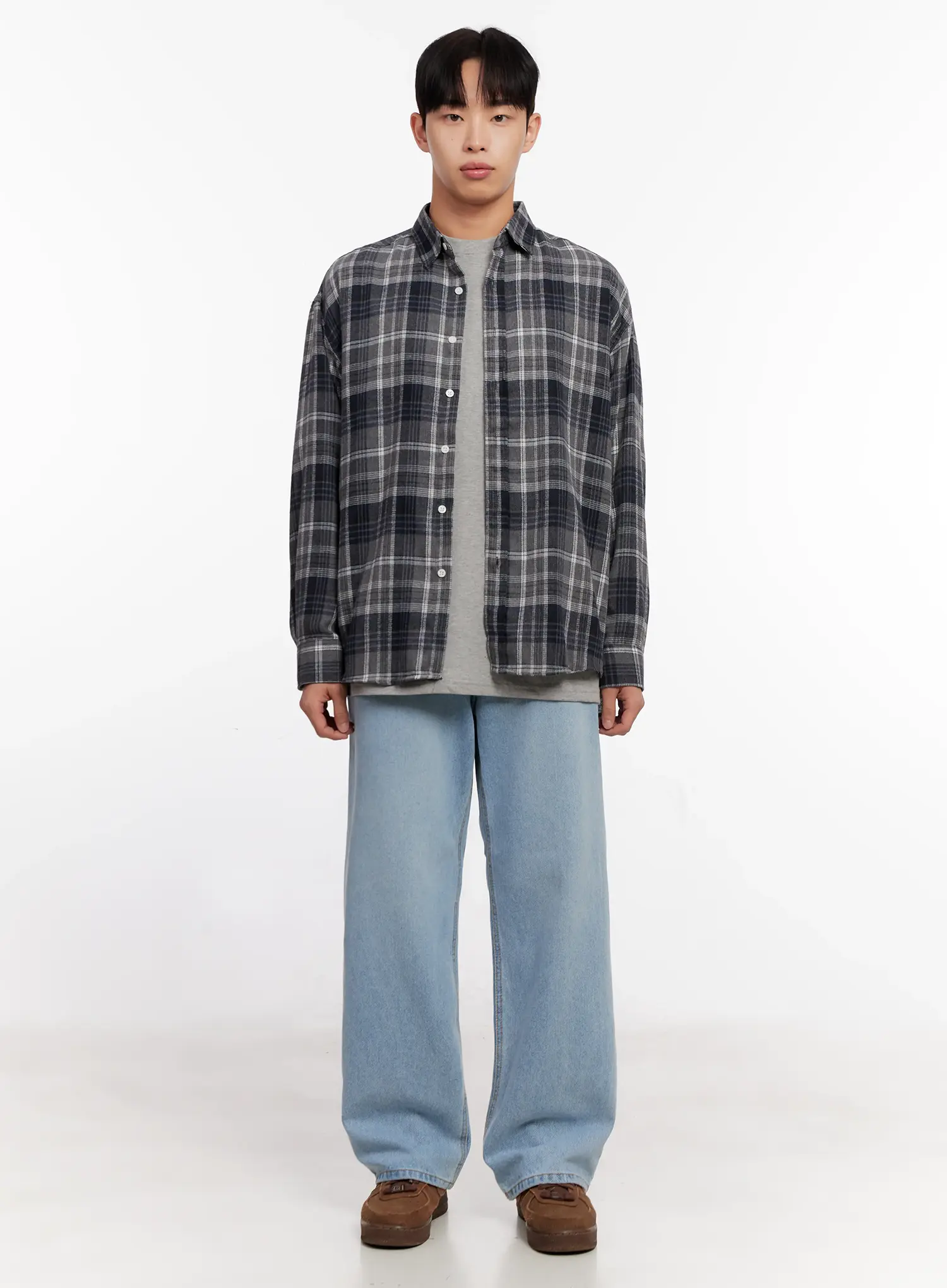 Men's Casual Plaid Check Shirt IO528 - Image 3