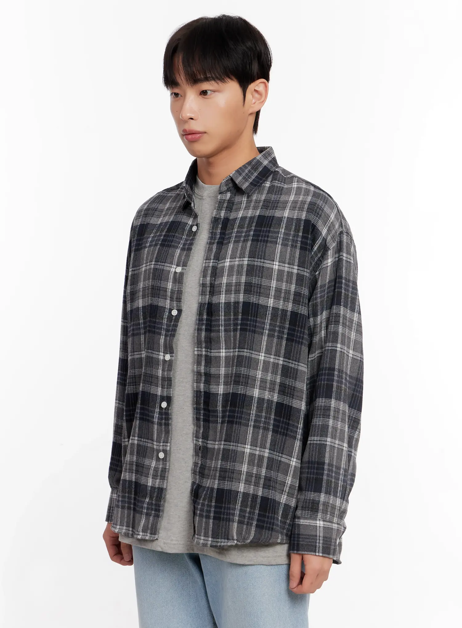 Men's Casual Plaid Check Shirt IO528 - Image 4