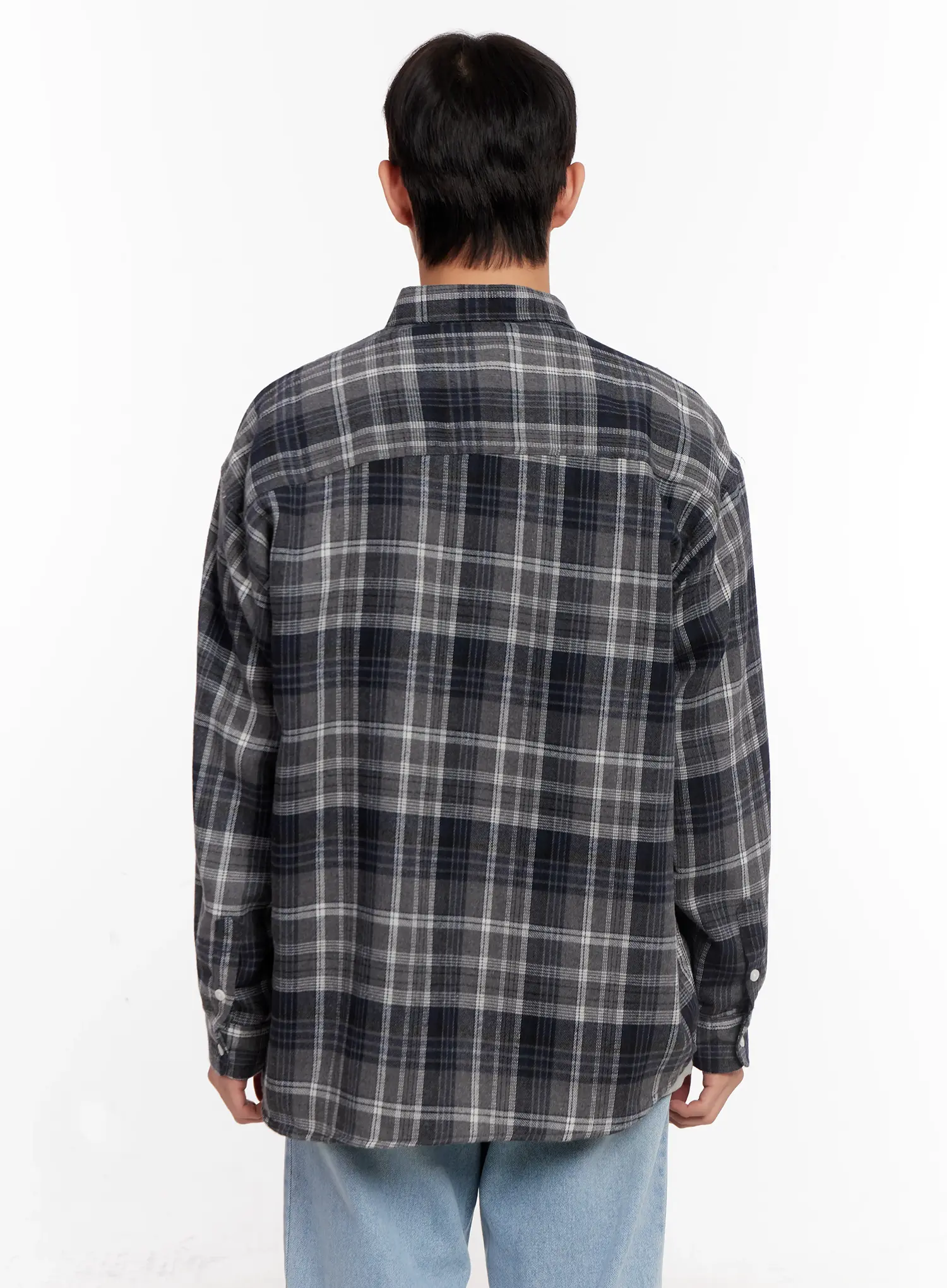 Men's Casual Plaid Check Shirt IO528 - Image 5