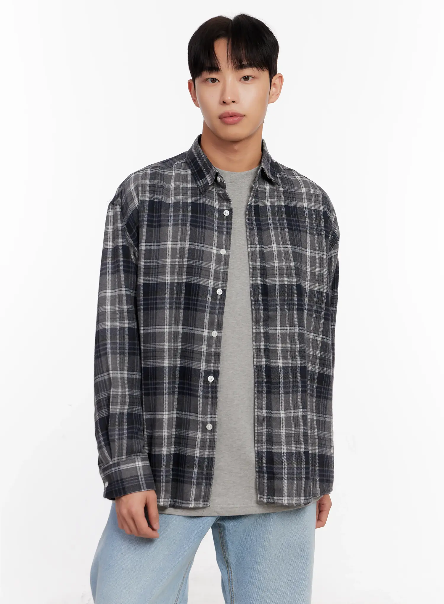 Men's Casual Plaid Check Shirt IO528 - Image 6