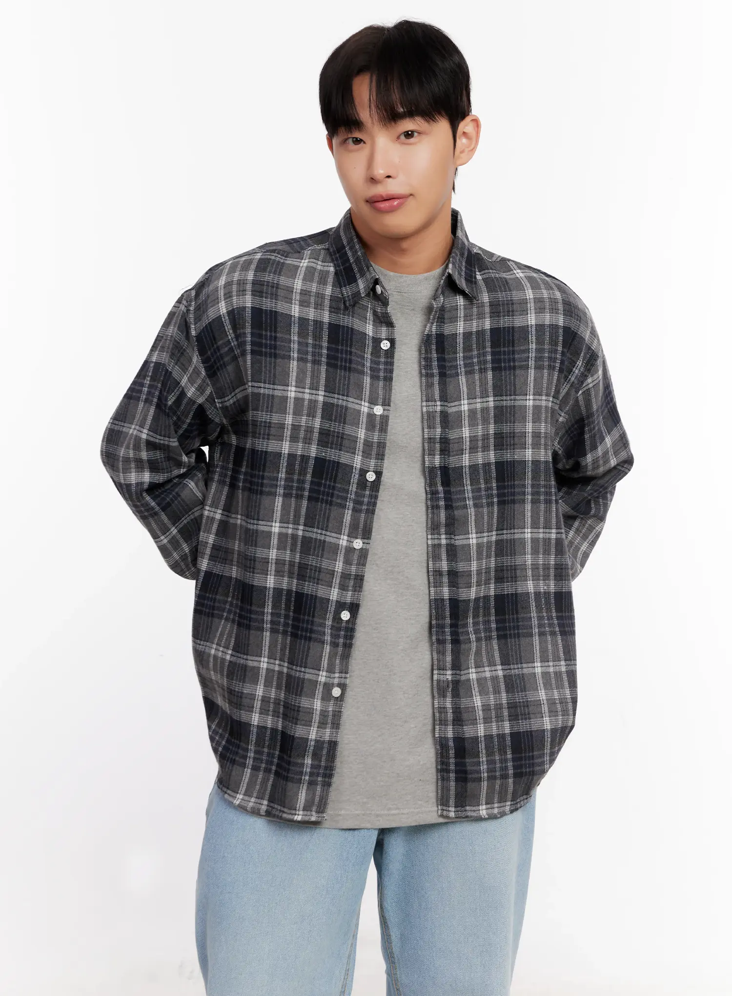 Men's Casual Plaid Check Shirt IO528 - Image 8
