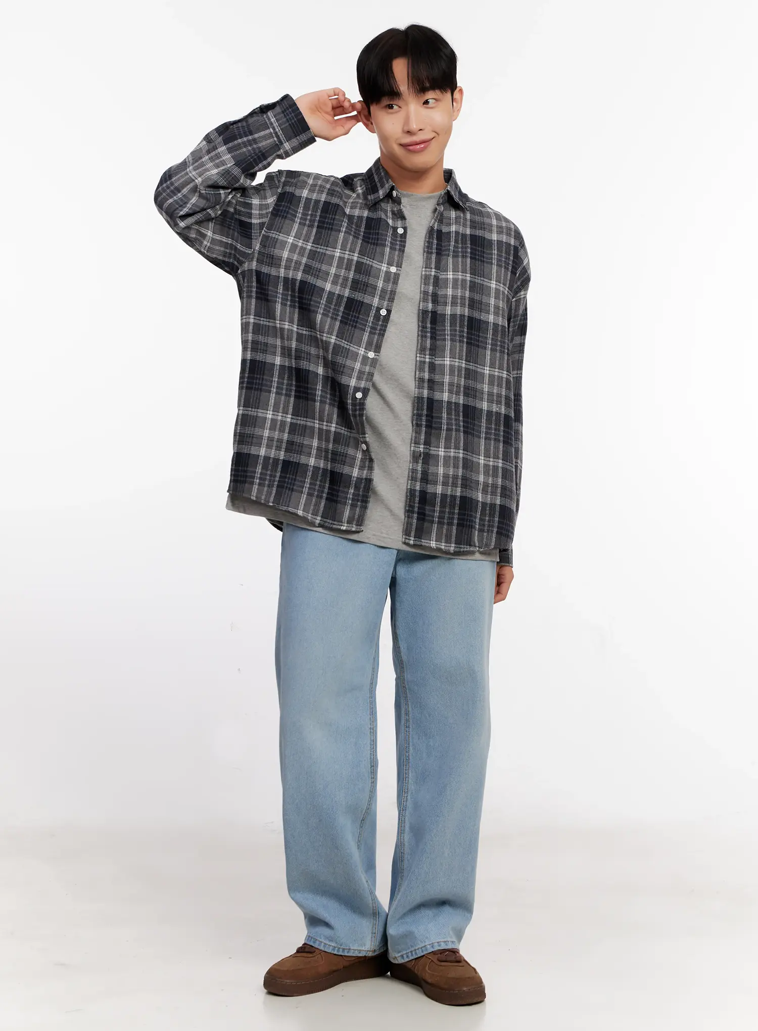Men's Casual Plaid Check Shirt IO528 - Image 9