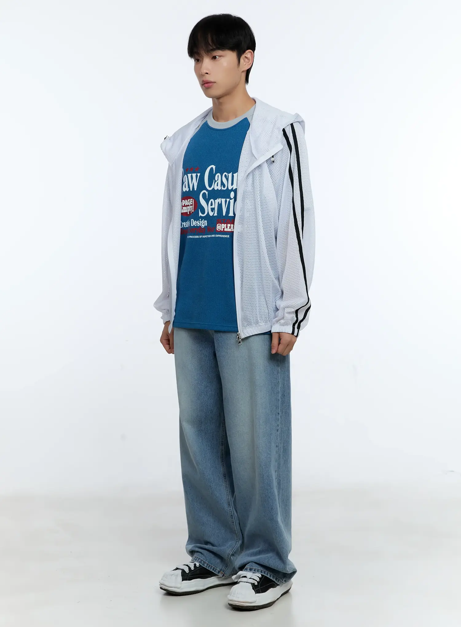 Men's Casual Wide Leg Washed Jeans IG519 - Image 6