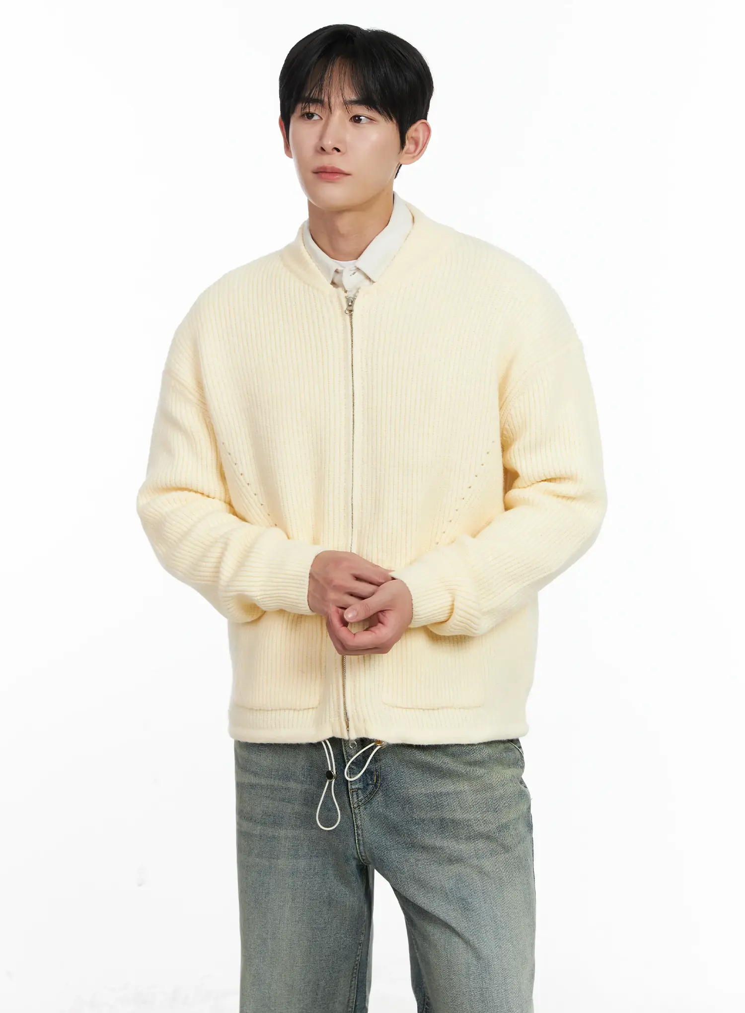 Men's Casual Zip-Up Cardigan IJ521 - Image 6