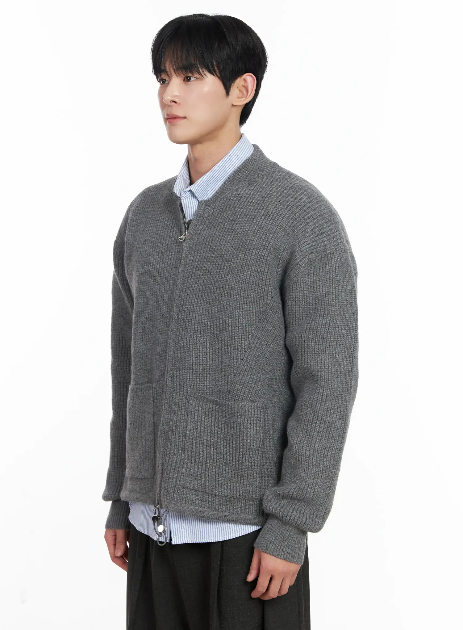 Men's Casual Zip-Up Knit Cardigan IJ521 - Image 4