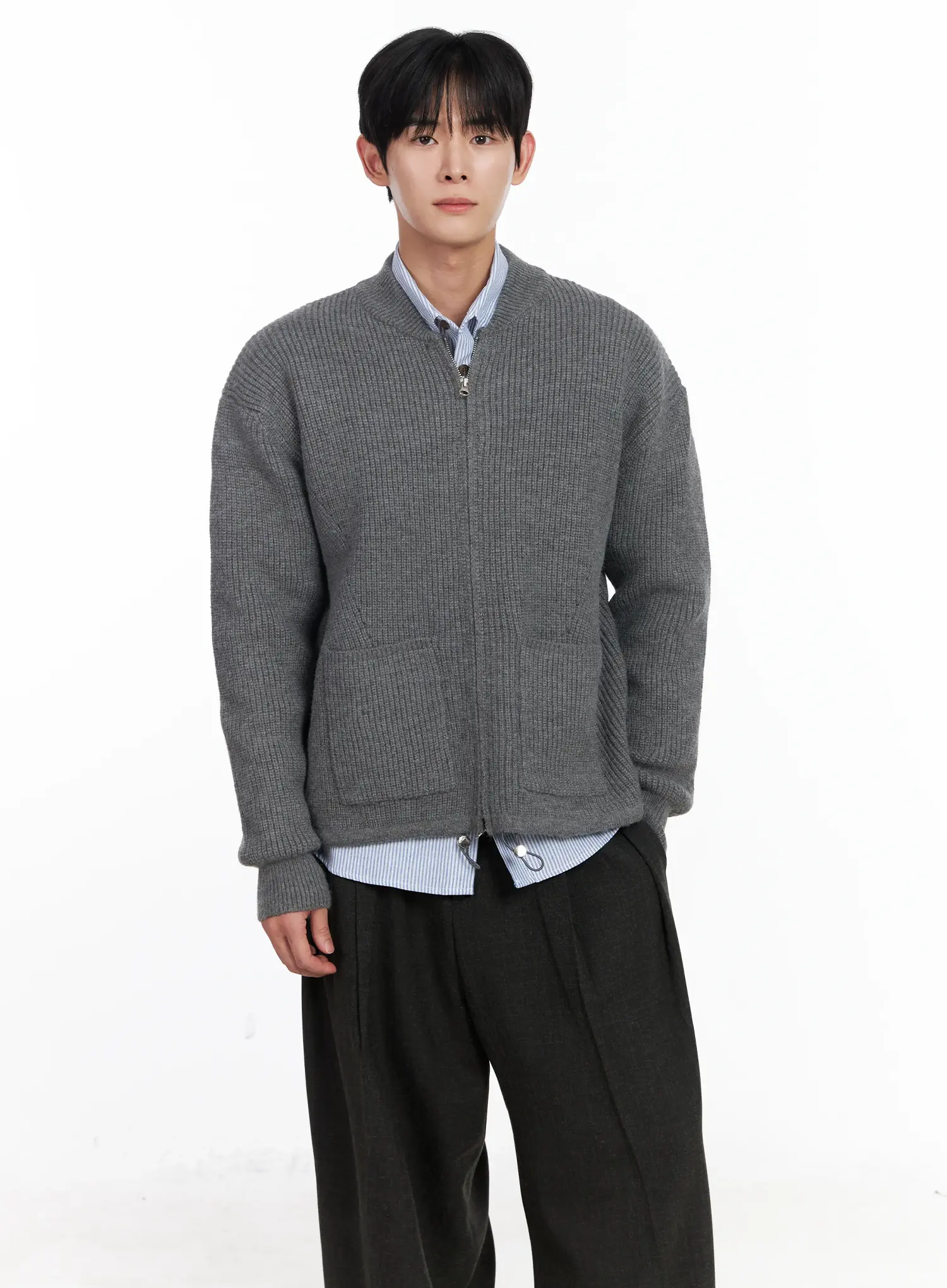 Men's Casual Zip-Up Knit Cardigan IJ521 - Image 6