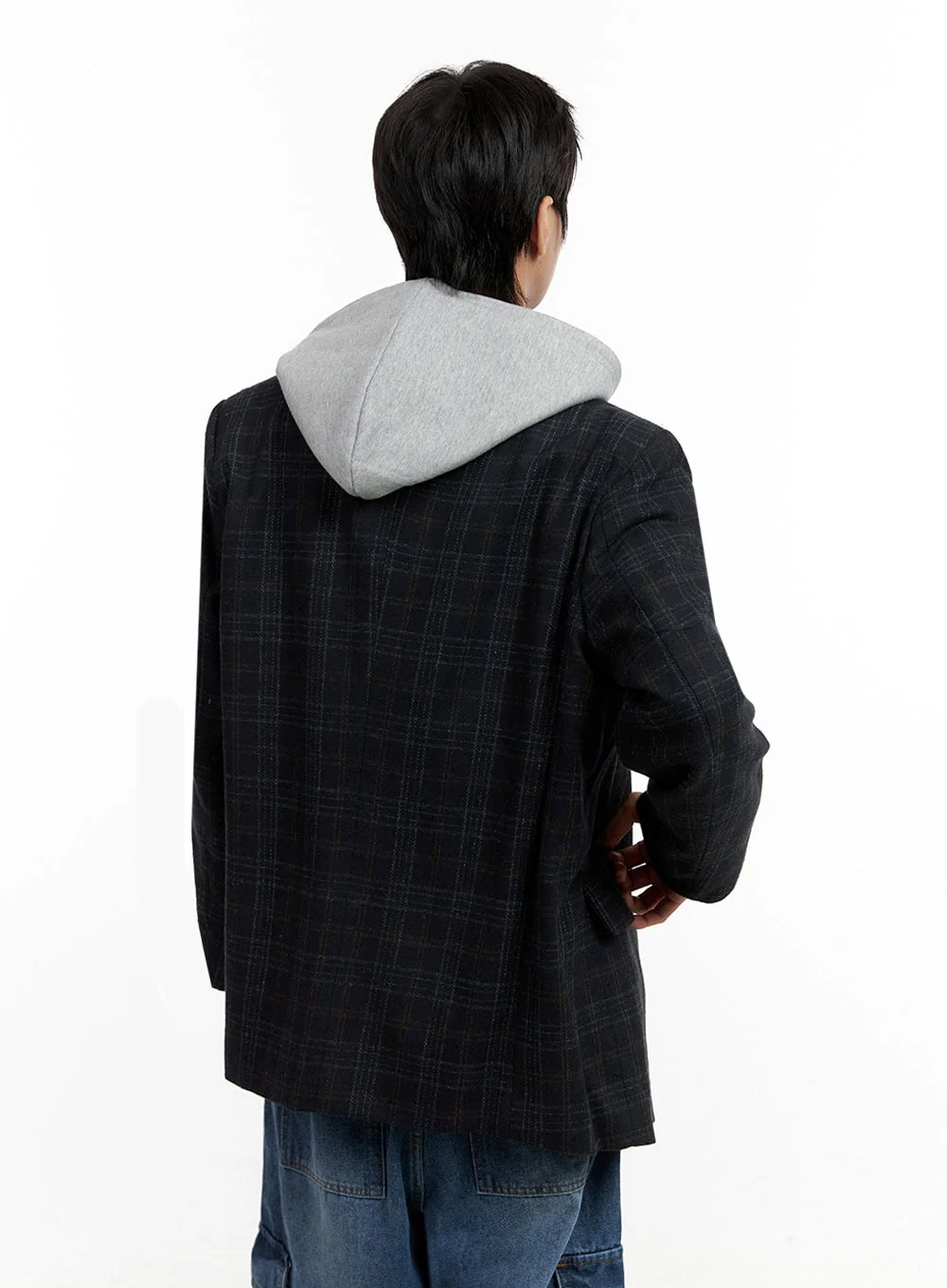 Men's Checkered Button Blazer IN401 - Image 5