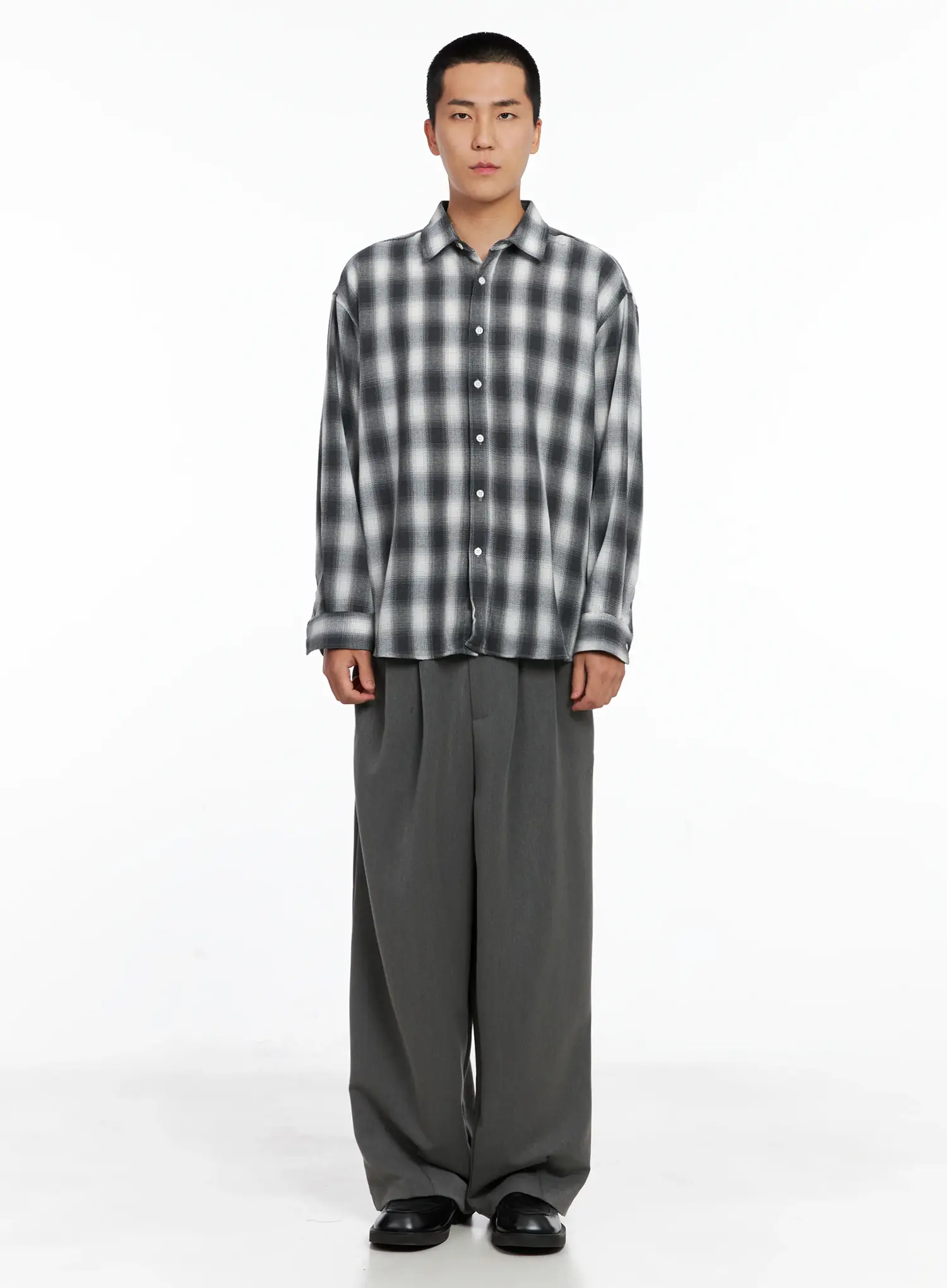 Men's Checkered Button-Up Shirt IS502 - Image 3