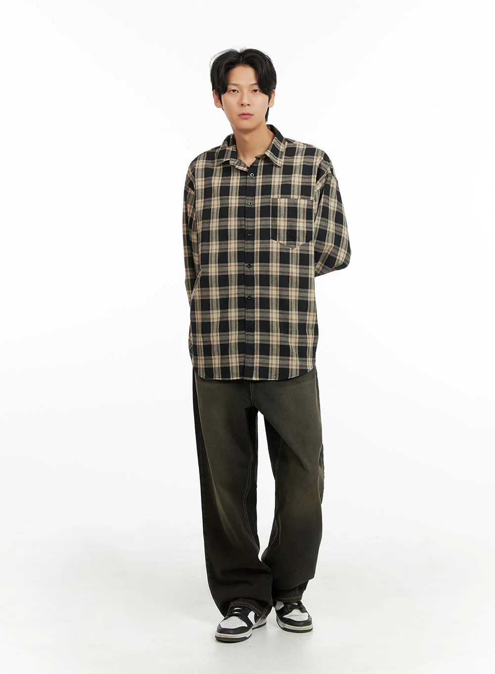 Men's Checkered Buttoned Collared Shirt IA402 - Image 2